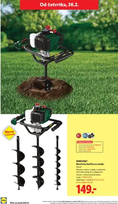 PARKSIDE® Benzinska bušilica za zemlju, Komad. Idealna za rupe za sadnju, za pripremu točkastih temelja ili za rahljenje tla. Snažan 2-taktni benzinski motor snage 1,4 kW (1,9 KS). Uključujući 3 svrdla (Ø 10 cm, 15 cm i 20 cm, duljine 80 cm) - Pregled kataloga iz trgovine Lidl, vrijedi od 23.02.2026 | Stranica: 18 | Proizvodi: Bušilica, Parkside