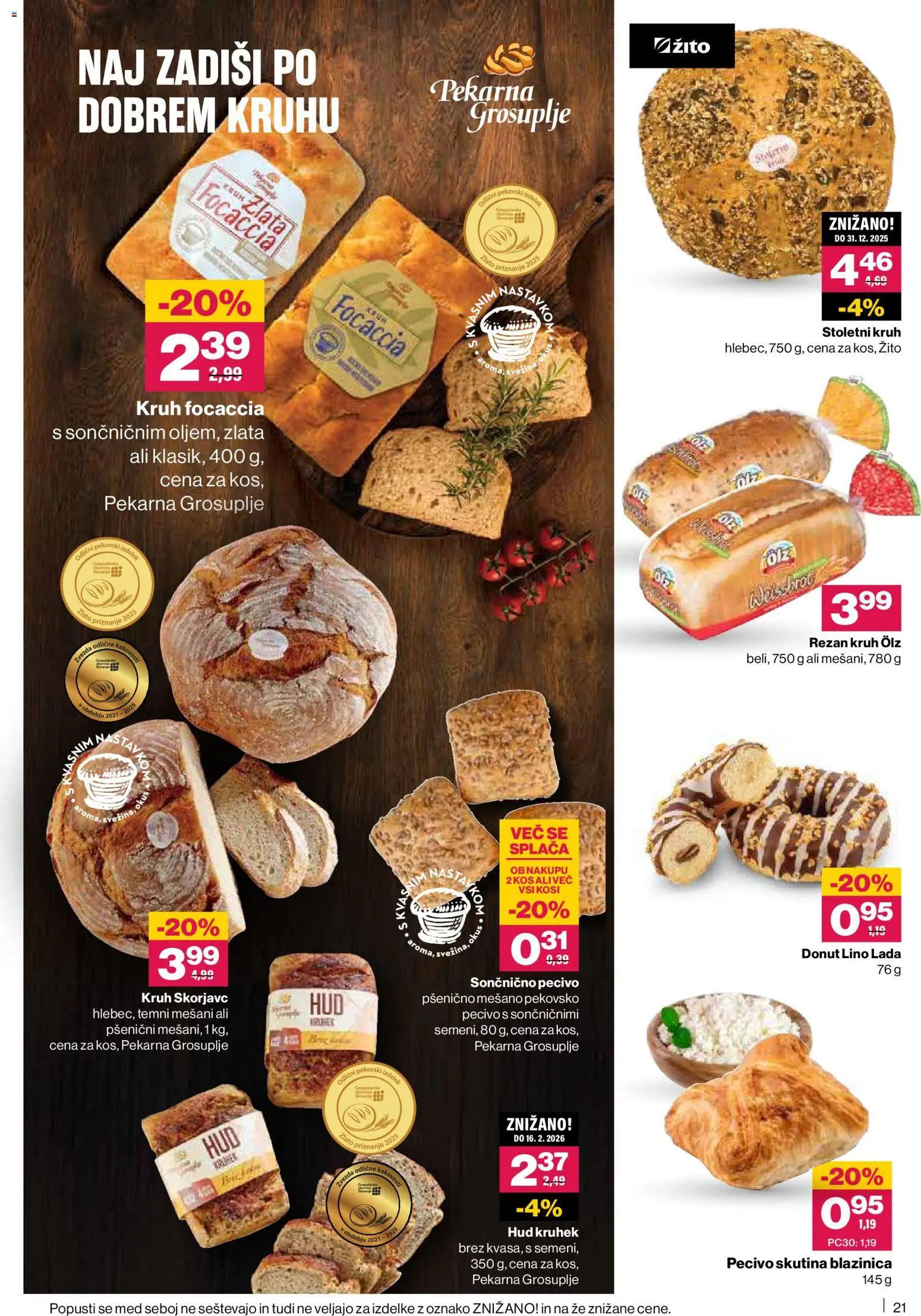 Novi Mercator katalog ponudbe – veljaven od 20.11.2025 | Stran: 21 | Izdelki: Pekarna, Kos, Kruh