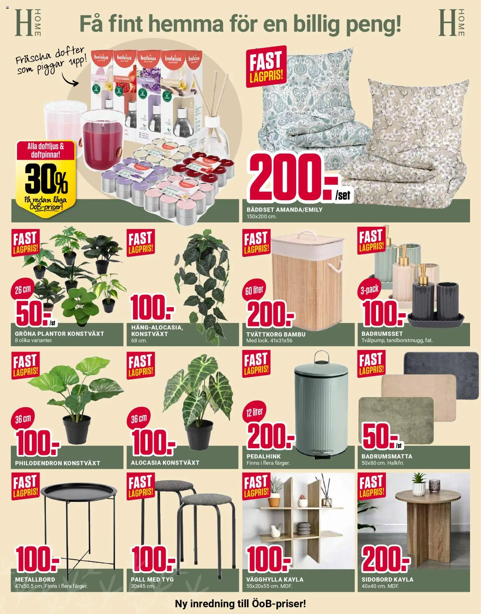 ÖoB reklamblad aktuell från 19.01.2026 | Sida: 9 | Produkter: Badrumsmatta, Pall, Konstväxt, Bäddset