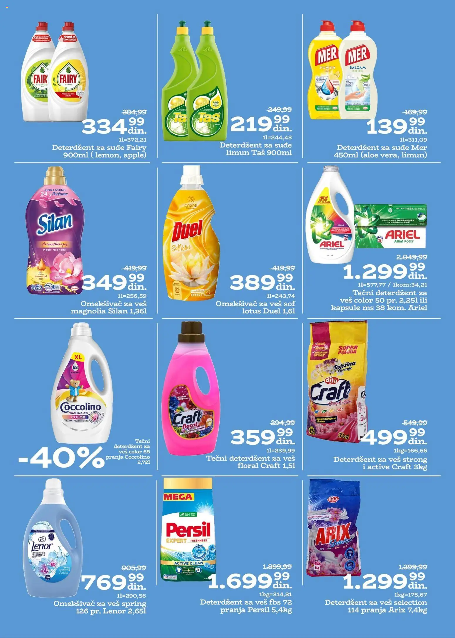 Univerexport katalog - važi od 22.12.2025 | Strana: 28 | Proizvode: Tečni deterdžent, Ariel, Silan, Omekšivač za veš
