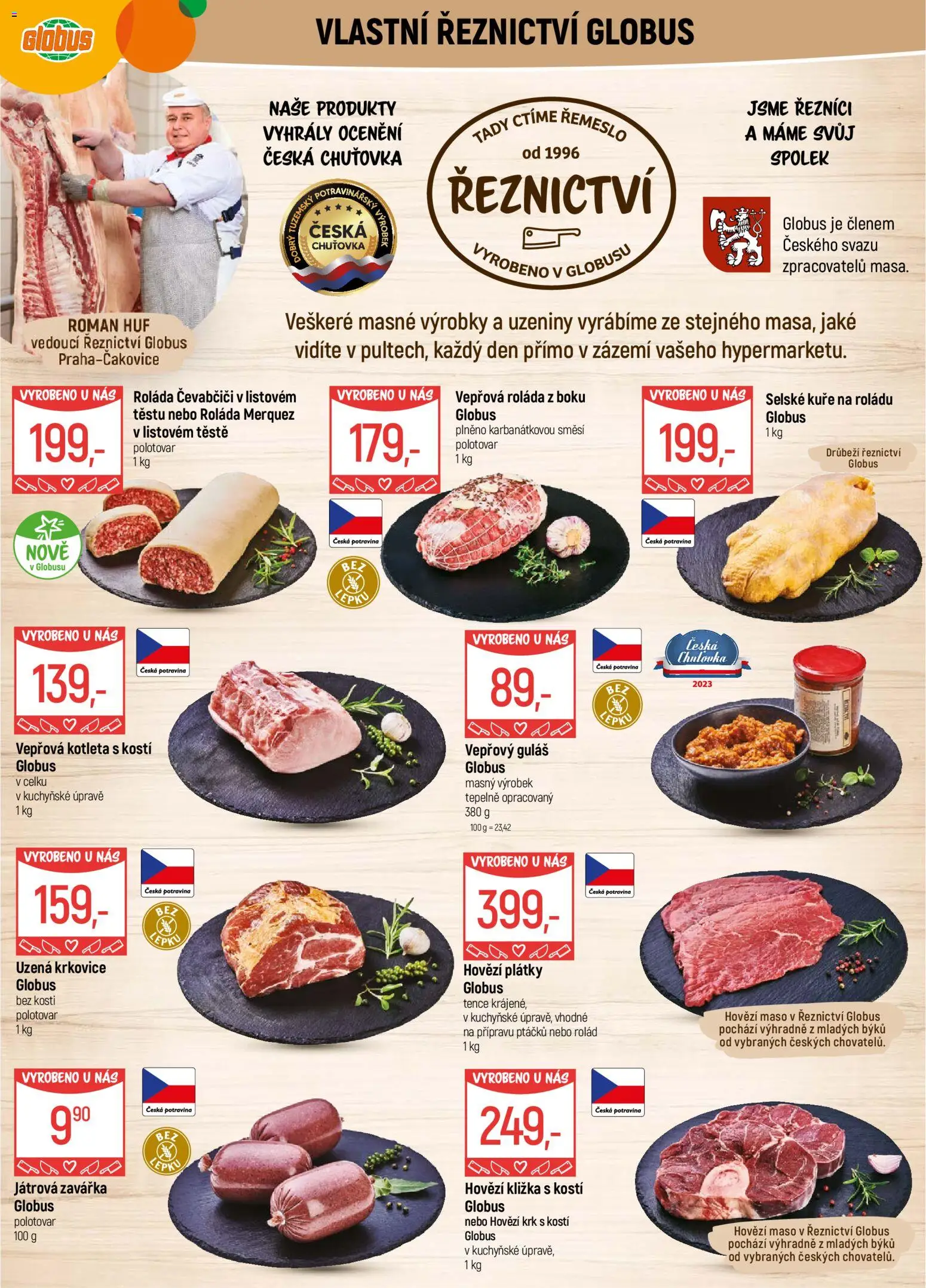 Globus leták - Praha Čakovice od 04.02.2026 | Strana: 5 | Produkty: Vepřová kotleta, Maso, Kuře, Uzená krkovice