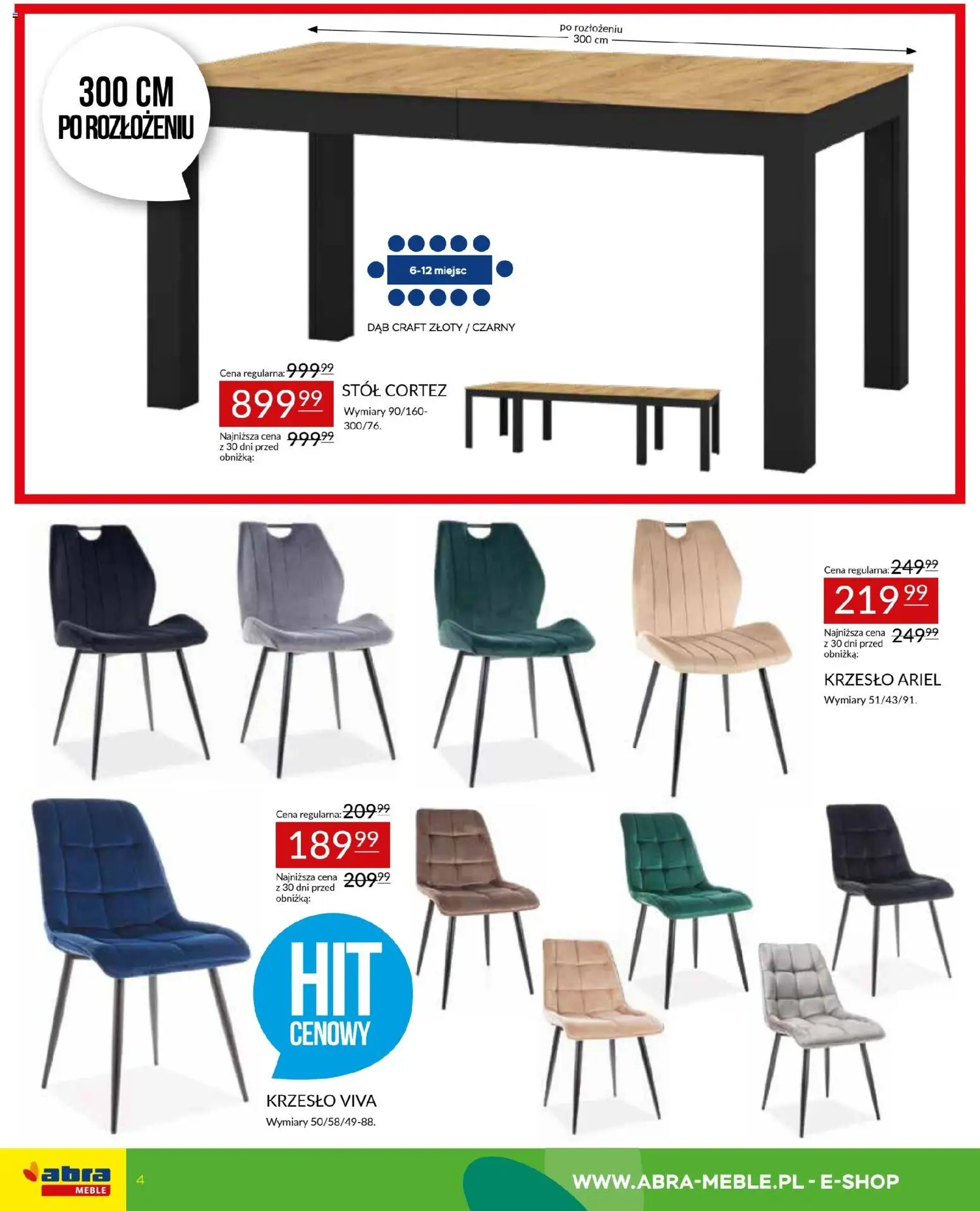 Abra meble gazetka od 12.03.2026 | Strona: 4 | Produkty: Stół, Krzesło, Ariel