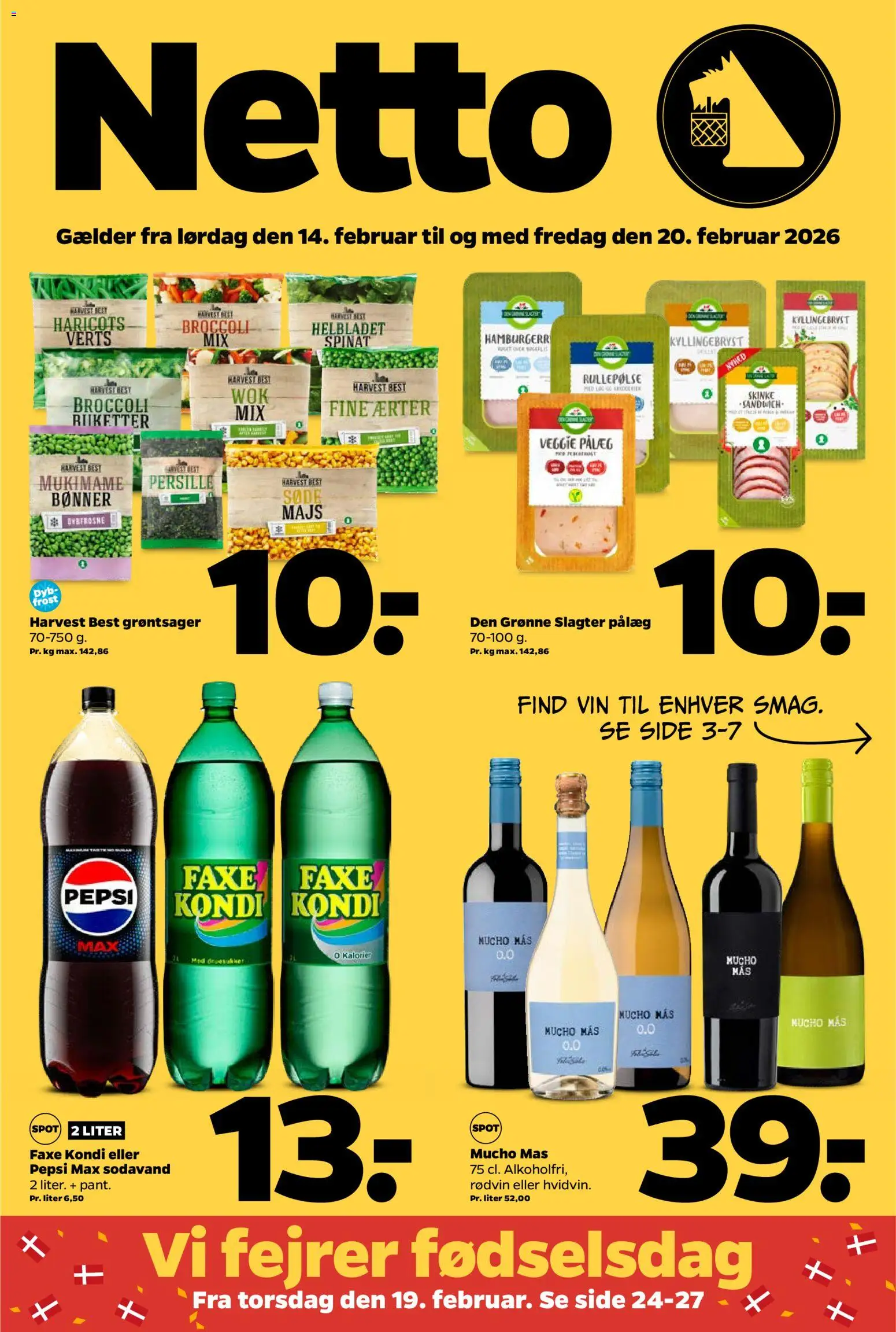 Netto tilbudsavis – gyldig fra 13.02.2026 | Side: 1 | Produkter: Vin, Bønner, Pepsi, Persille