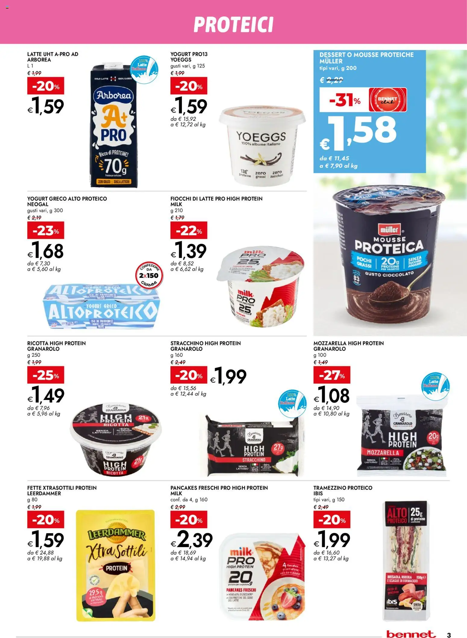 Volantino bennet del 02.04.2026 | Pagina: 3 | Prodotti: Cioccolato, Rucola, Latte, Formaggio