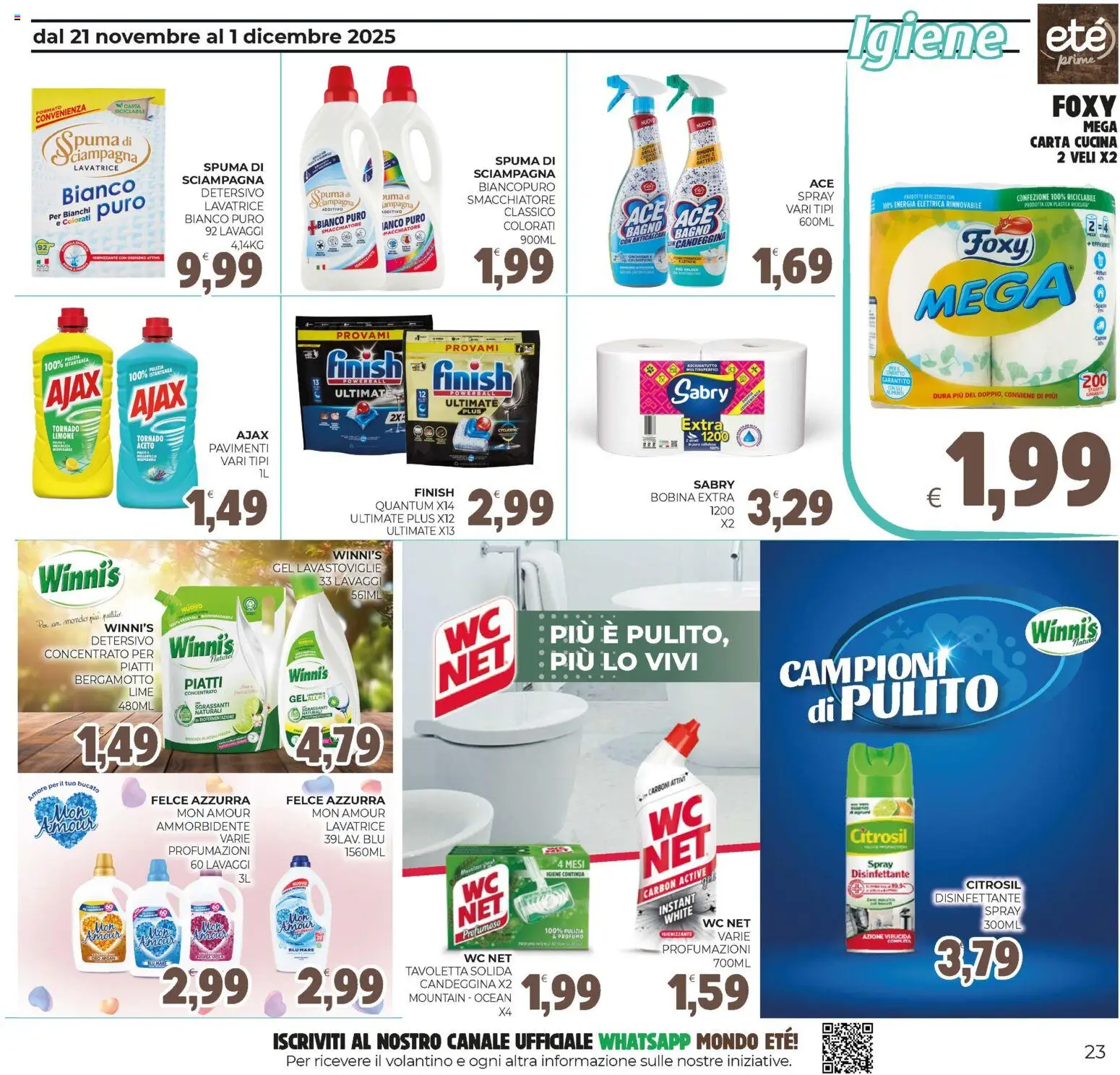 Volantino Eté del 21.11.2025 | Pagina: 23 | Prodotti: Smacchiatore, Lime, Lavastoviglie, Asciugatutto