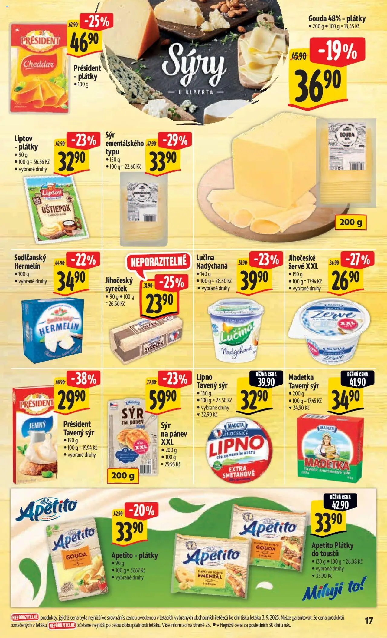 Albert leták - Hypermarket od 10.09.2025 | Strana: 26 | Produkty: Tavený sýr, Lučina, Sýry, Žervé