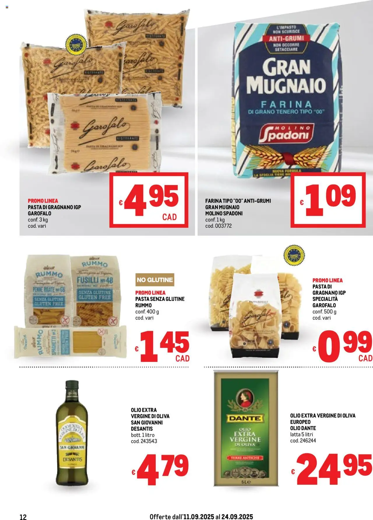 Volantino Metro del 11.09.2025 | Pagina: 12 | Prodotti: Pasta, Fusilli, Olio extra vergine, Penne