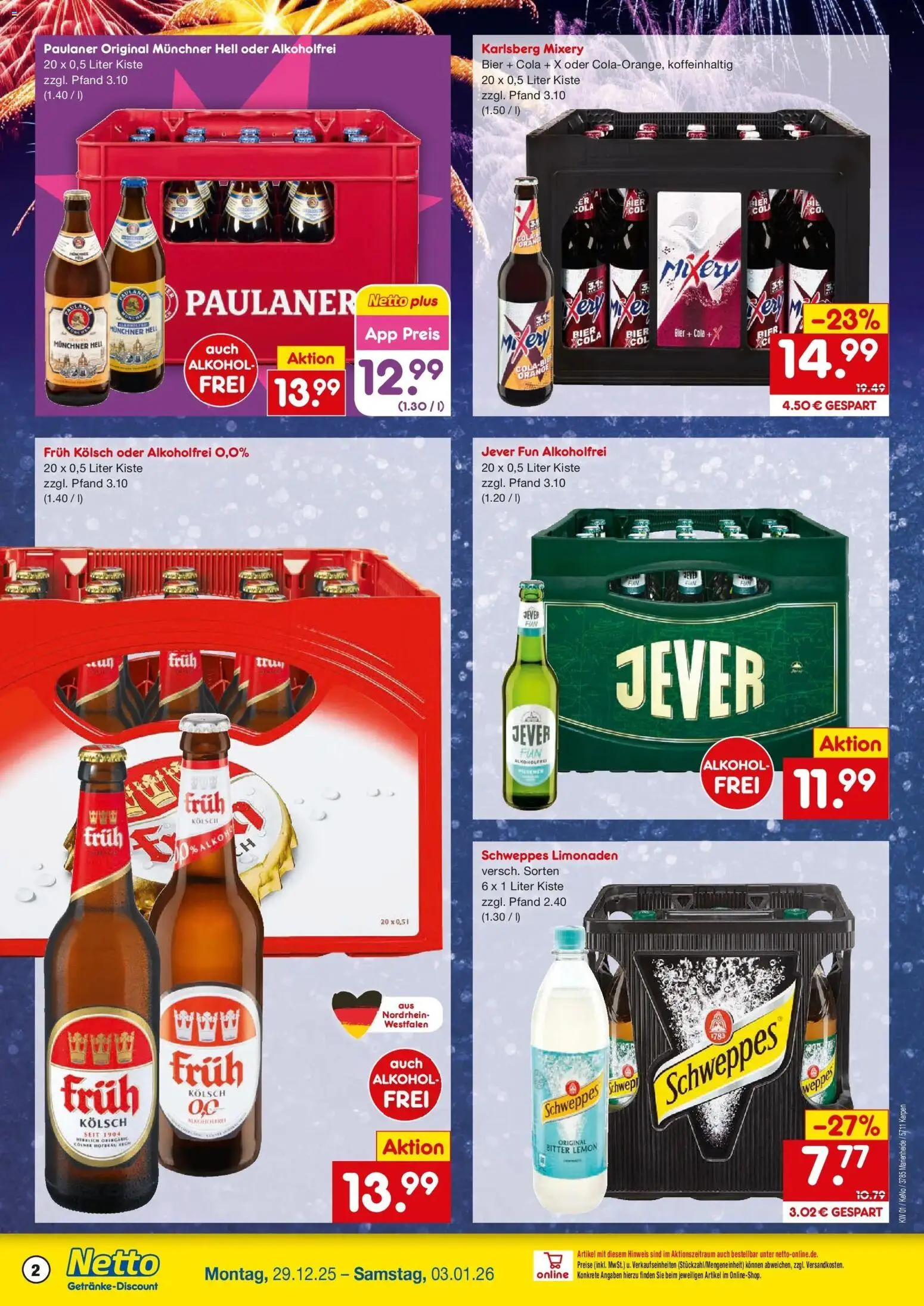 Netto Marken-Discount prospekt Marienheide	 – gültig ab 28.12.2025 | Seite: 2 | Produkte: Cola, Jever, Mixery, Paulaner