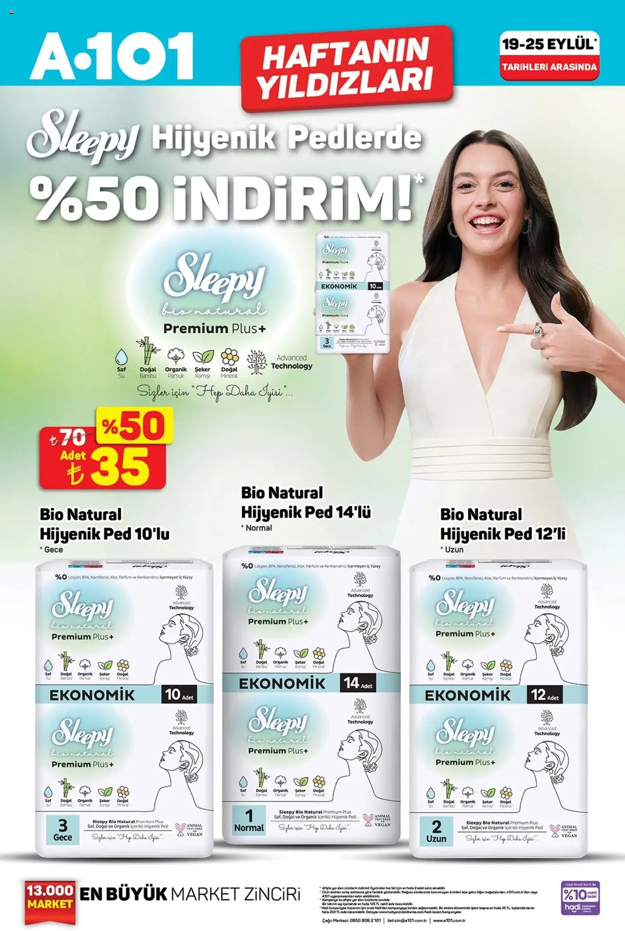 A101 Katalog - 19.09.2025 tarihinden itibaren geçerlidir | Sayfa: 7 | Ürünler: Hijyenik ped, Parfüm, Şeker