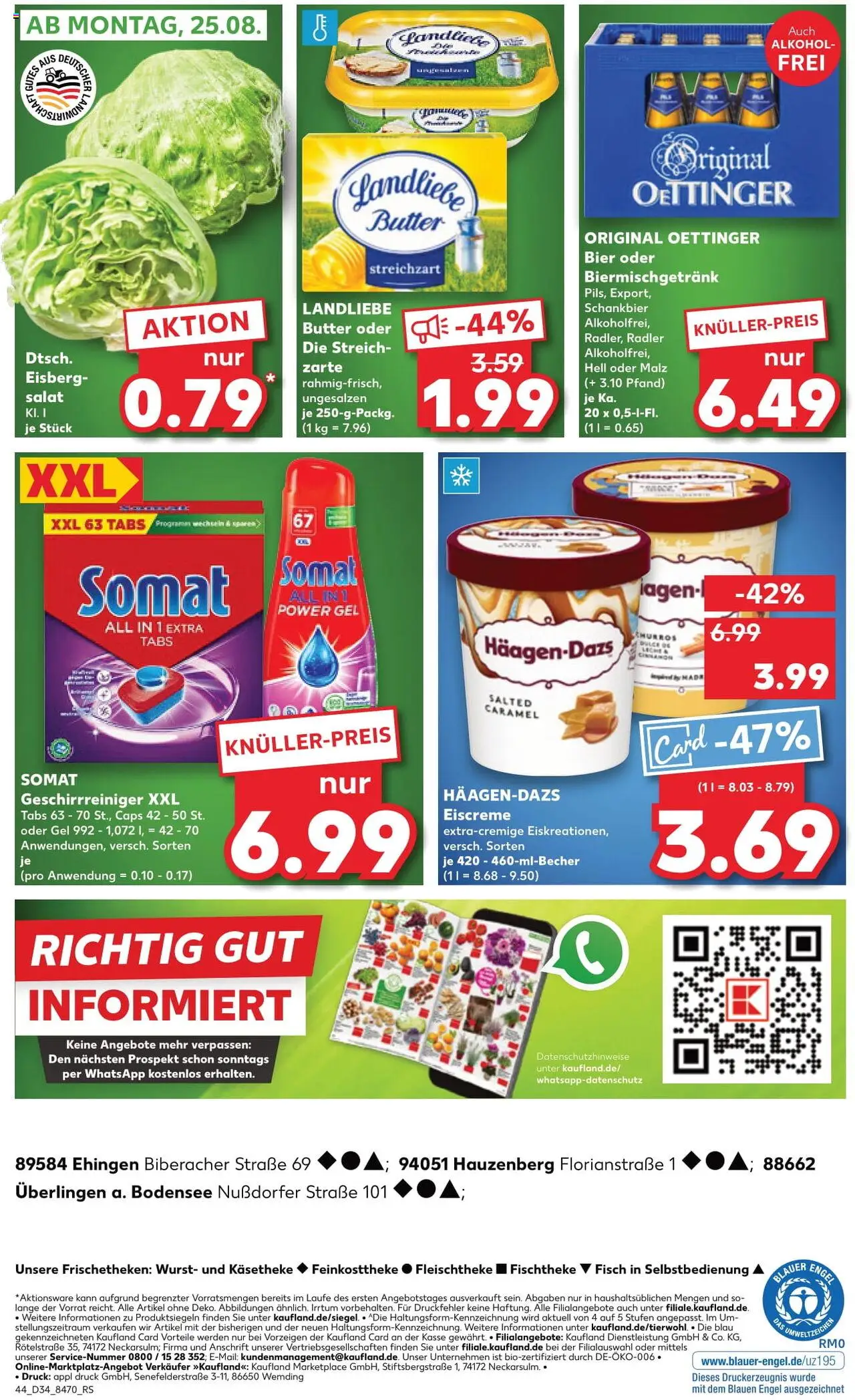 Kaufland Prospekt 	 - gültig ab dem 21.08.2025 | Seite: 44 | Produkte: Oettinger, Eiscreme, Wurst, Salat