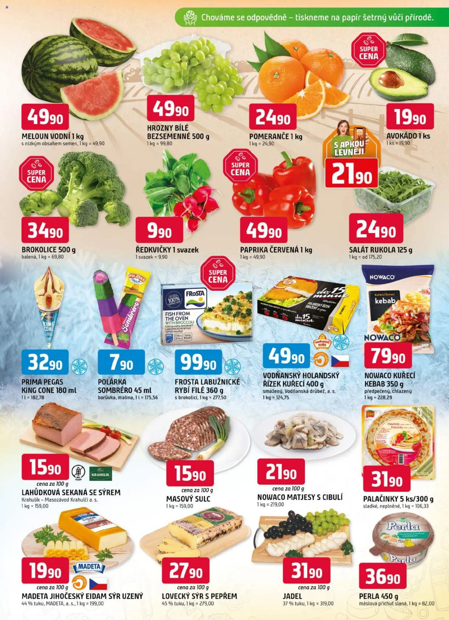 Trefa leták od 29.04.2026 | Strana: 3 | Produkty: Meloun, Sýr, Sekaná, Avokádo