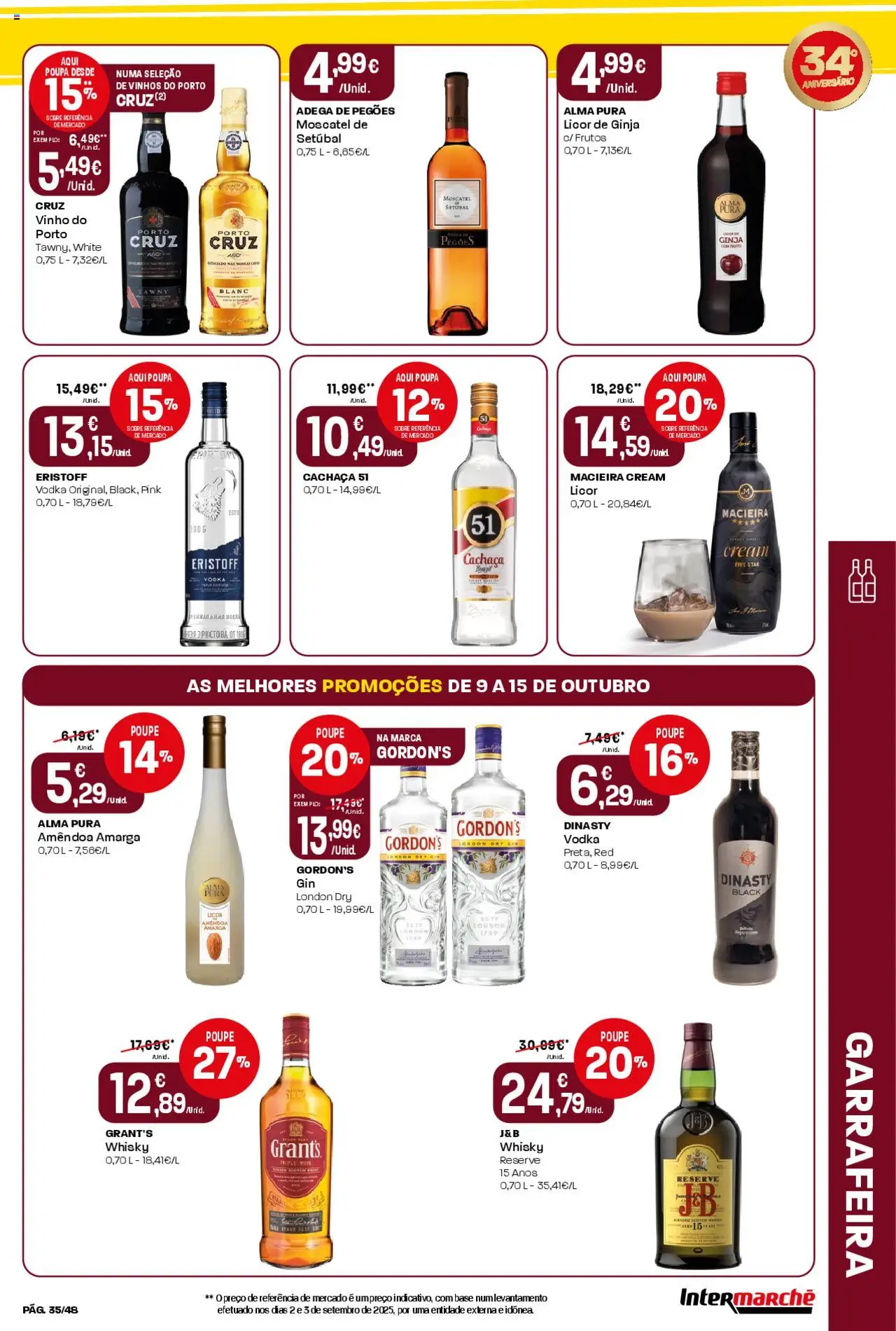 Intermarché folheto │ válido de 09.10.2025 | Página: 35 | Produtos: Cachaça, Licor, Macieira cream, Vodka