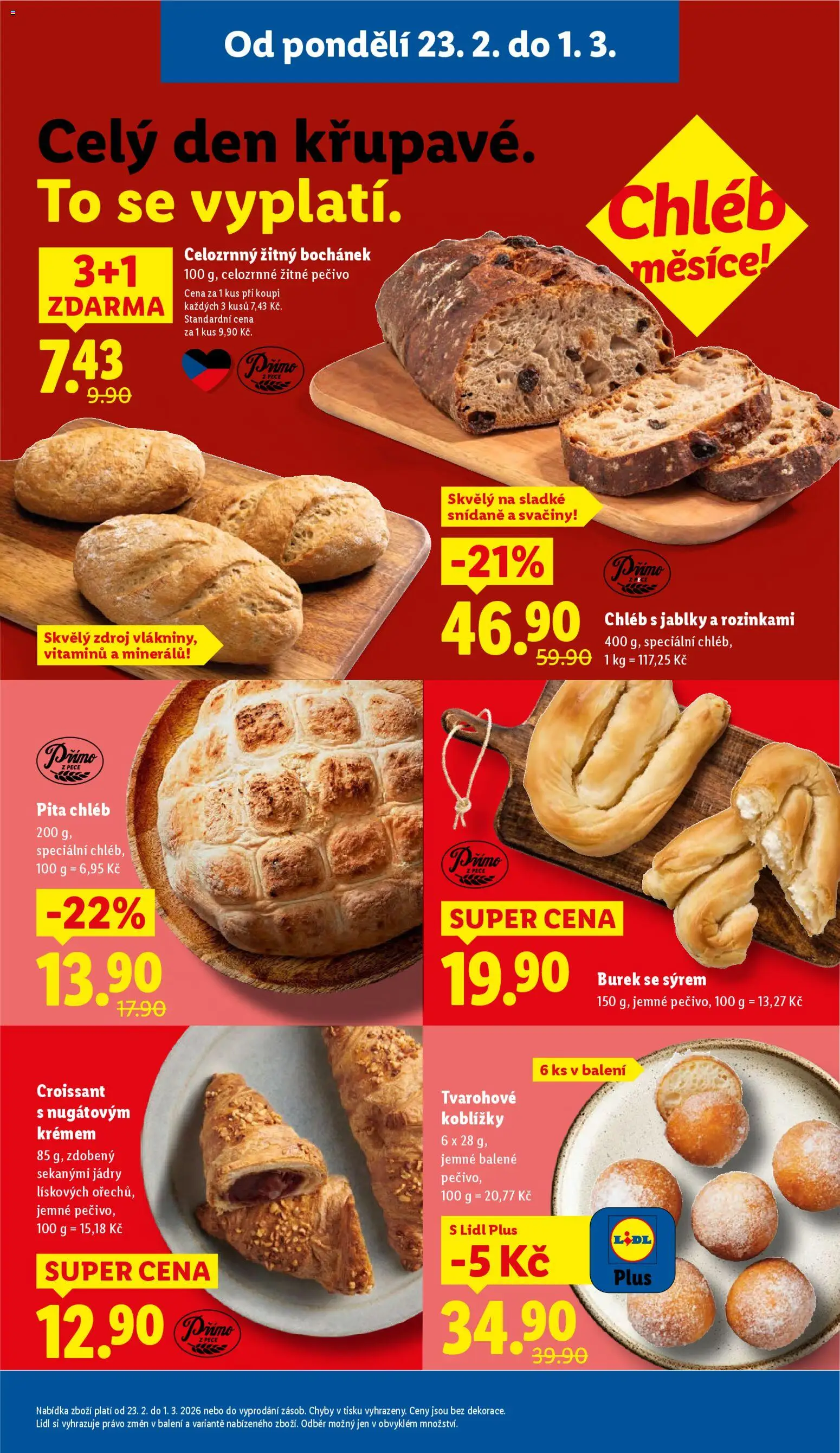 Lidl leták od 23.02.2026 | Strana: 7 | Produkty: Chléb, Burek, Pita chléb, Žitné pečivo