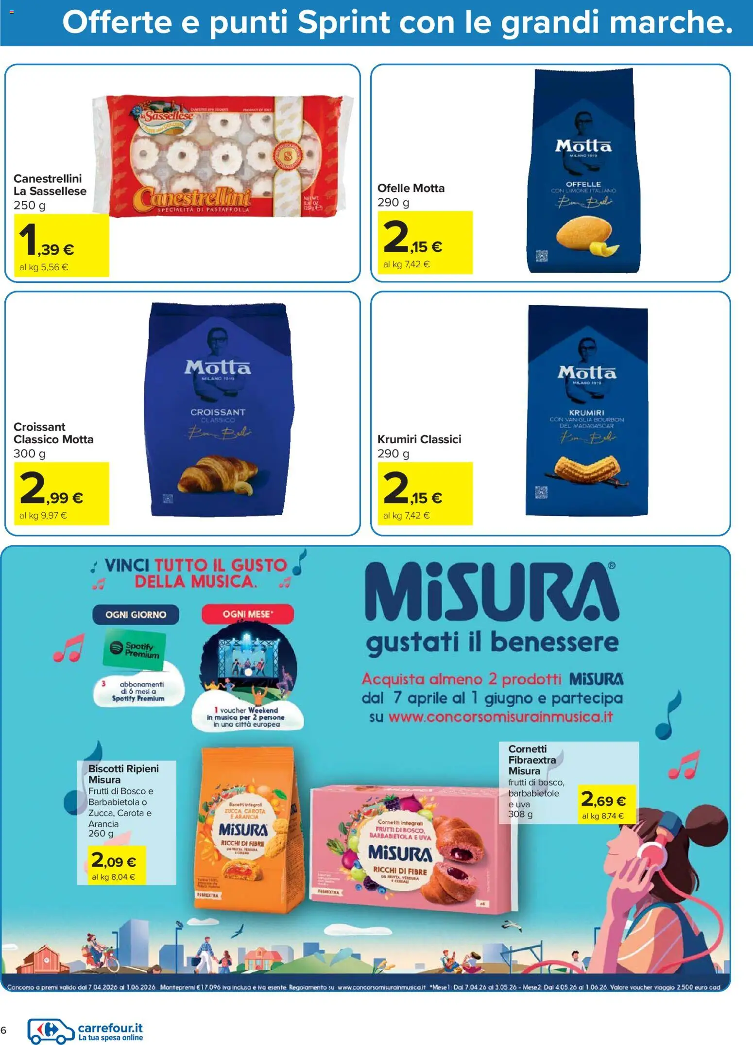 Volantino Carrefour del 07.04.2026 | Pagina: 6 | Prodotti: Biscotti, Frutta, Barbabietola, Croissant