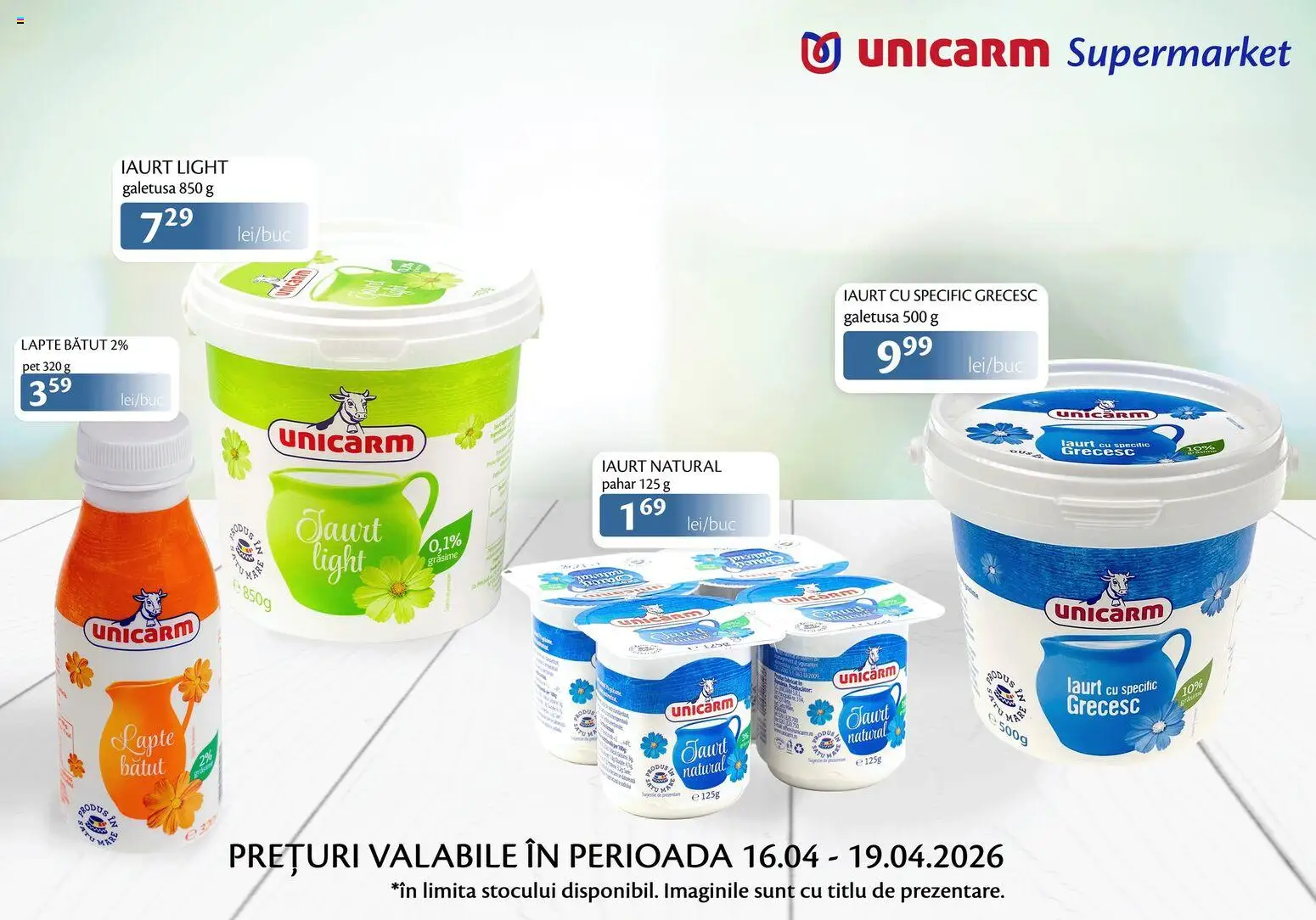 Noul catalog Unicarm – valabil de la 16.04.2026 | Pagină: 2 | Produse: Lapte, Iaurt