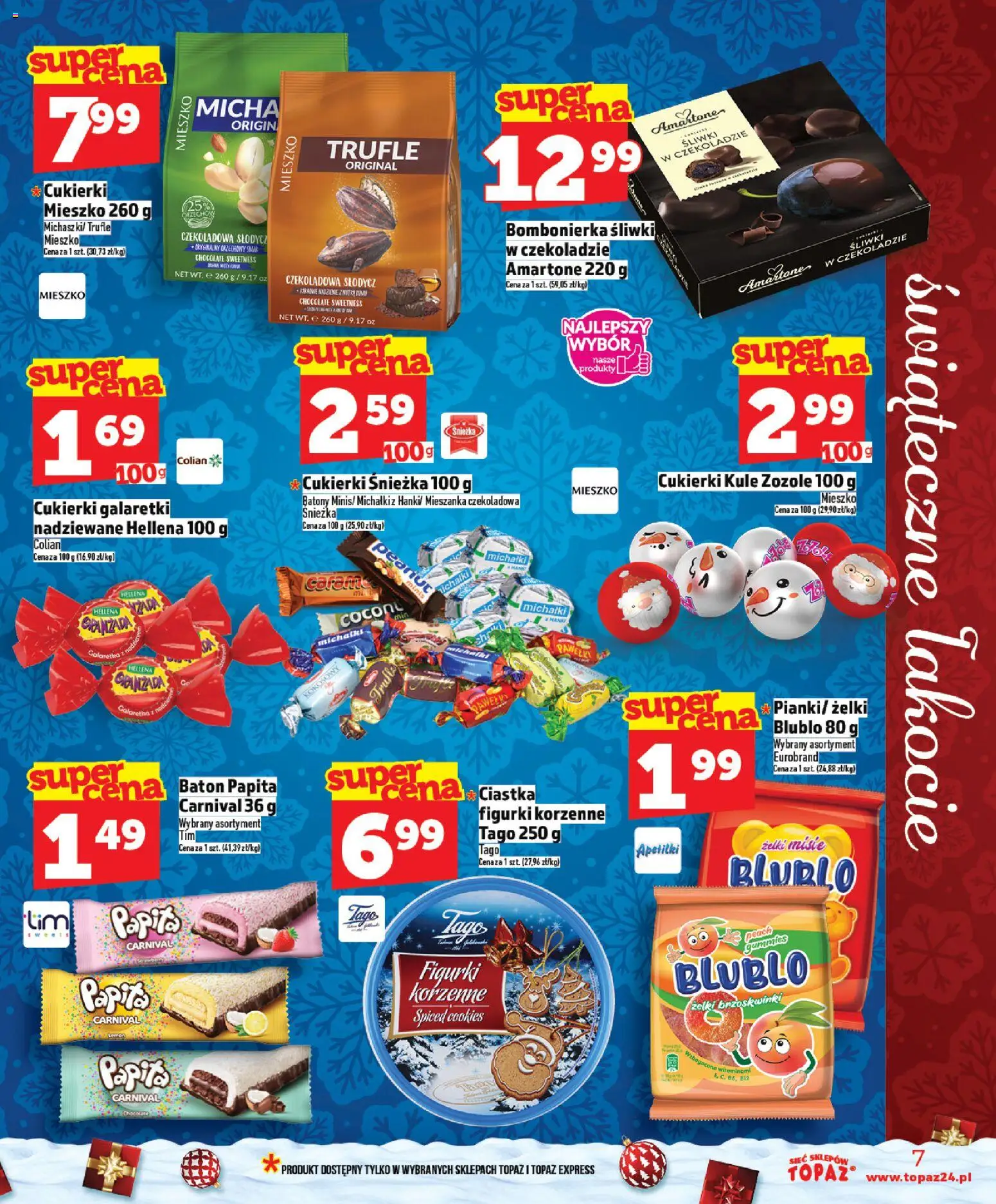 Topaz Gazetka - Ceny małe na stałe od 04.12.2025 | Strona: 7 | Produkty: Galaretki, Śliwki, Cukierki galaretki, Cukierki