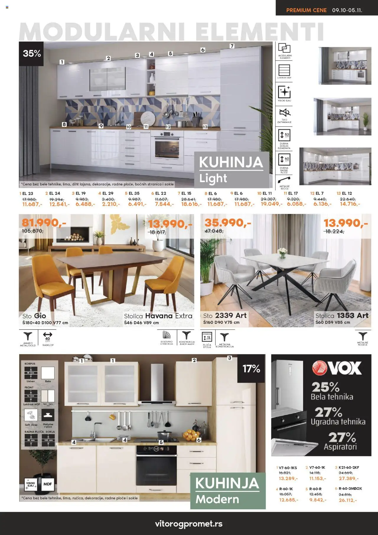 Vitorog katalog - važi od 09.10.2025 | Strana: 5 | Proizvode: Sto, Stolica, Kuhinja, Radna ploča