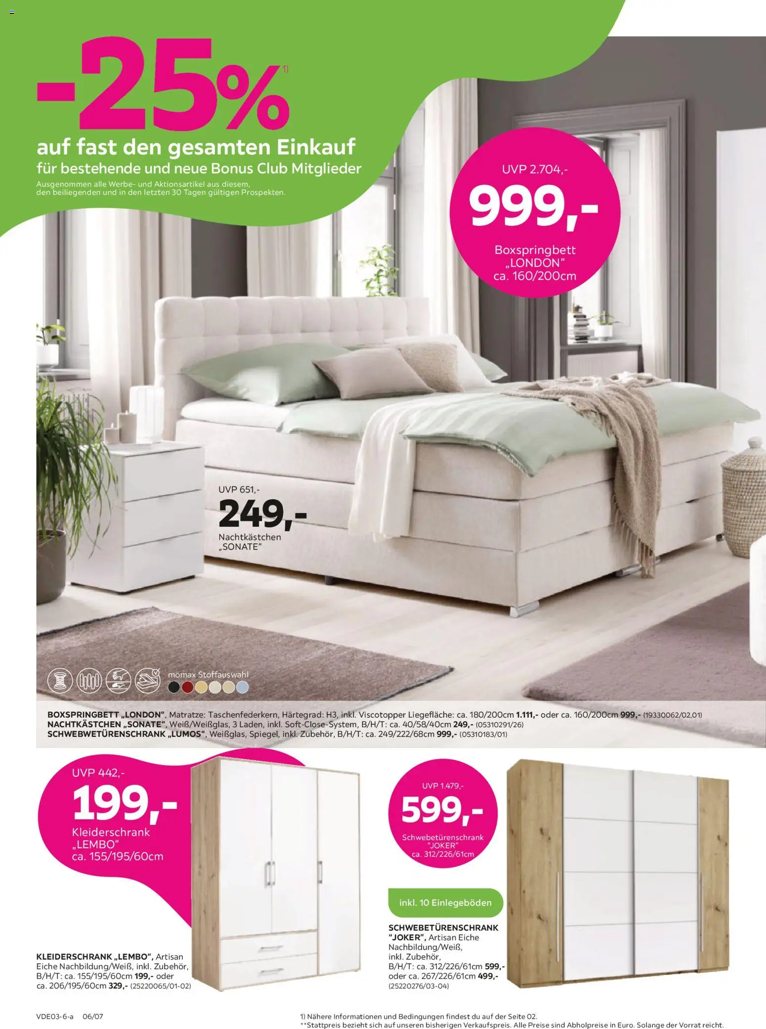 Mömax Prospekt 	 – gültig ab 23.02.2026 | Seite: 6 | Produkte: Kleiderschrank, Schwebetürenschrank, Boxspringbett, Nachtkästchen