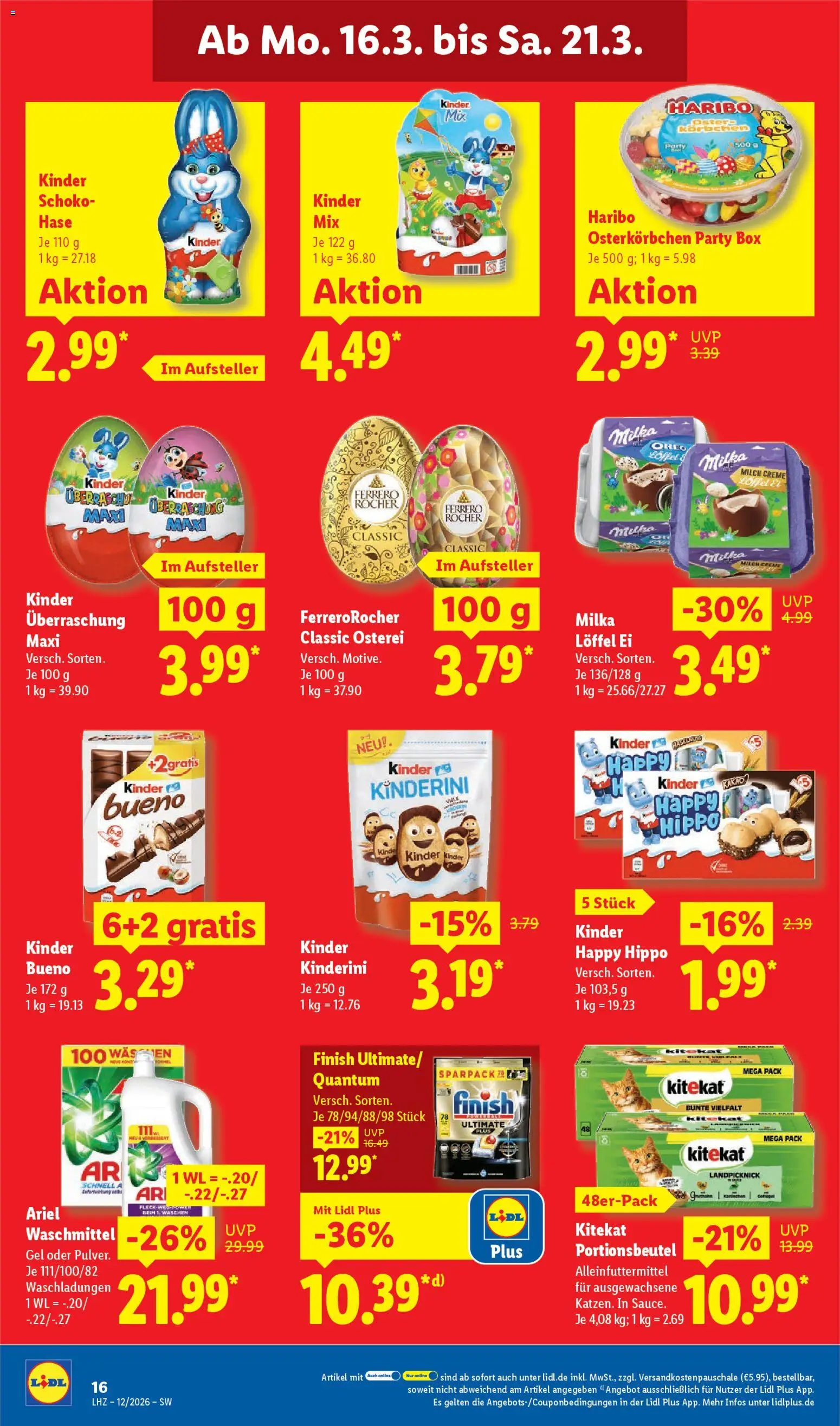 Lidl Prospekt Gundelsheim – gültig ab 16.03.2026 | Seite: 30 | Produkte: Haribo, Milch, Ariel, Milka