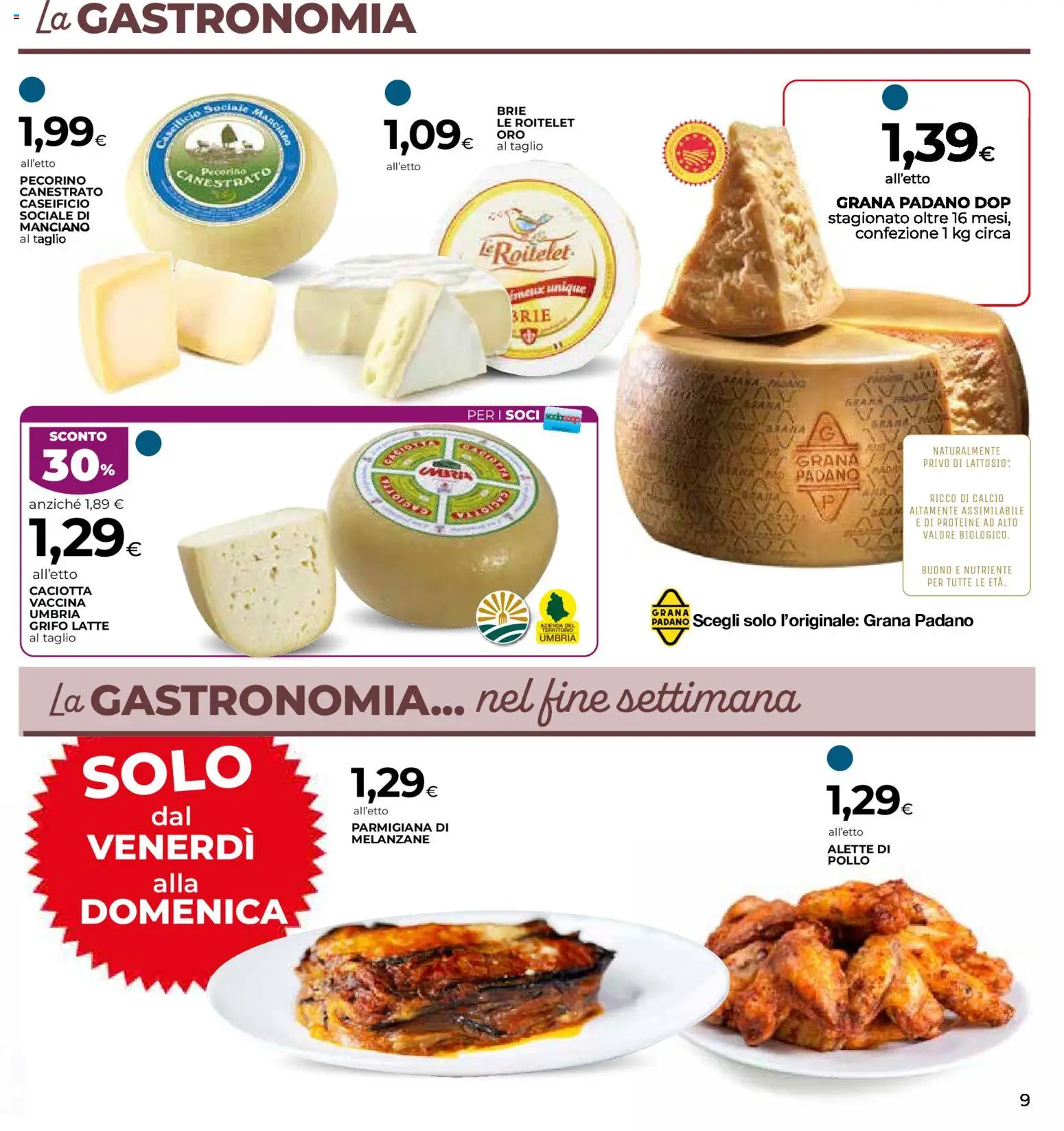 Volantino COOP del 15.01.2026 | Pagina: 9 | Prodotti: Pollo, Latte, Grana Padano, Melanzane