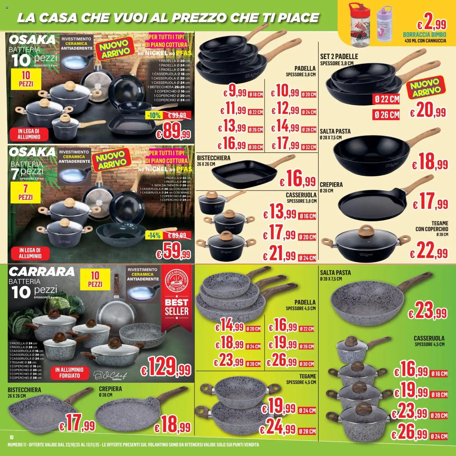 Volantino Satur del 23.10.2025 | Pagina: 10 | Prodotti: Bistecchiera, Pasta, Alluminio, Borraccia