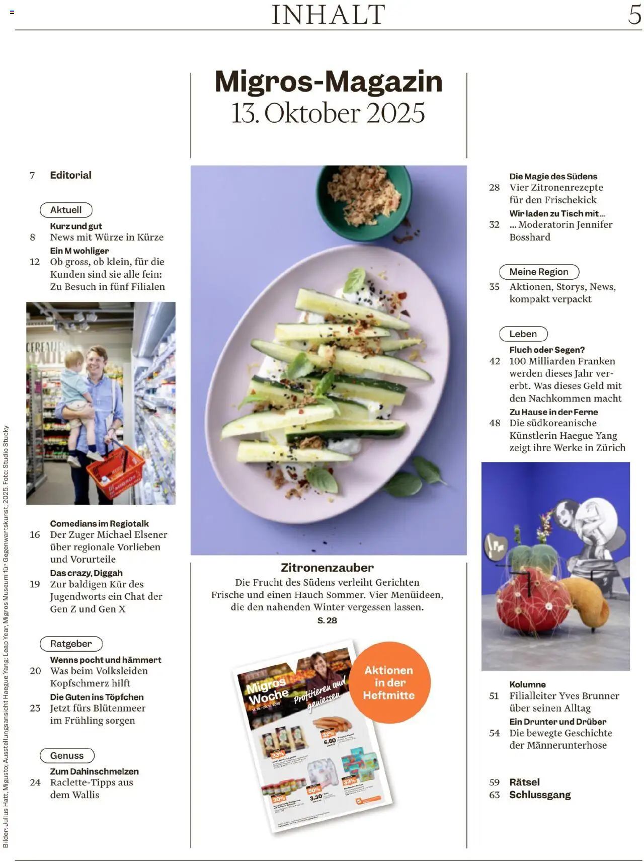 Migros Magazin – gültig ab 13.10.2025 | Seite: 5 | Produkte: Tisch, Bilder