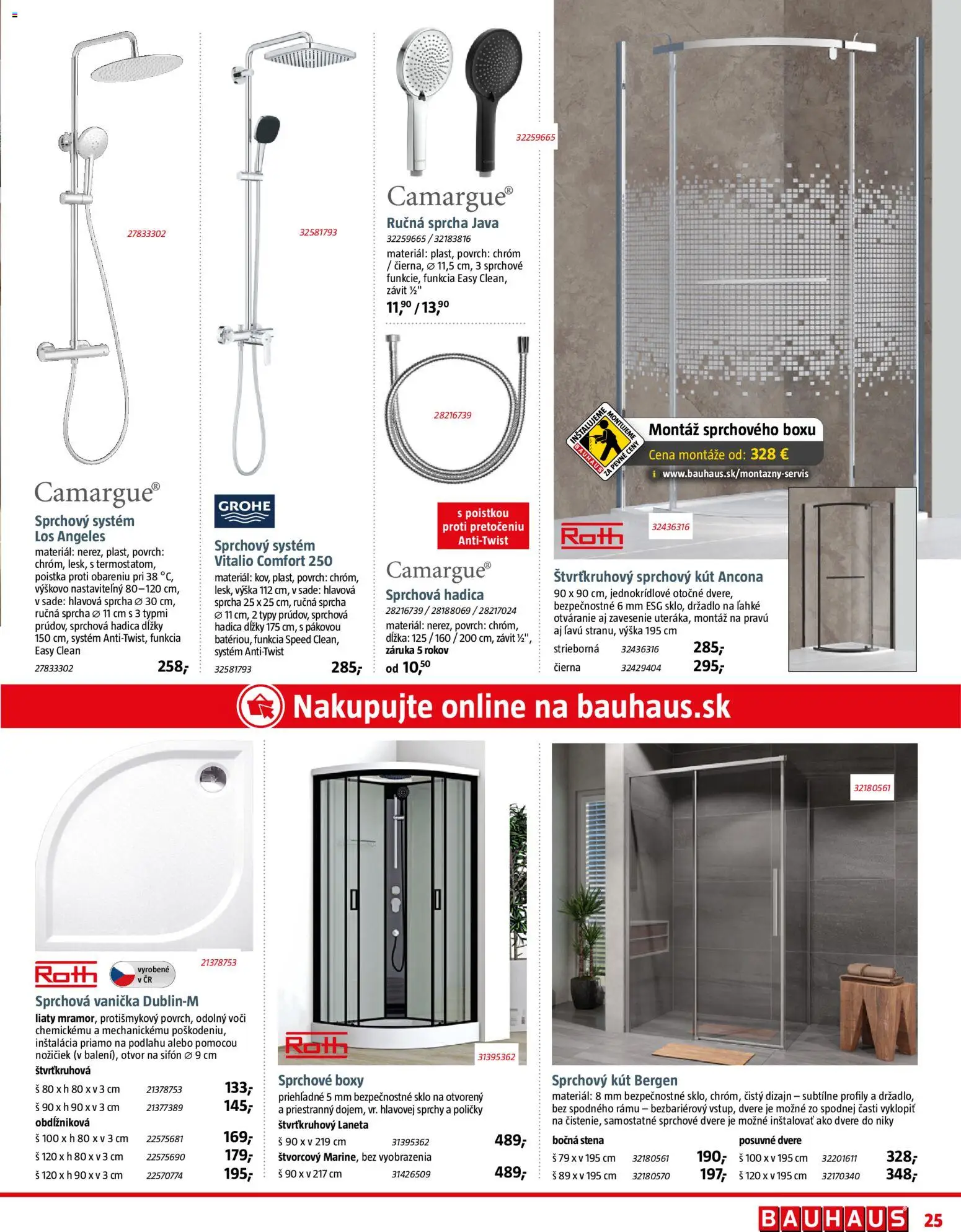 Nové Bauhaus akcie – leták je platný od 09.02.2026 | Strana: 25 | Produkty: Sprchové dvere, Sprchový kút, Poličky, Dvere