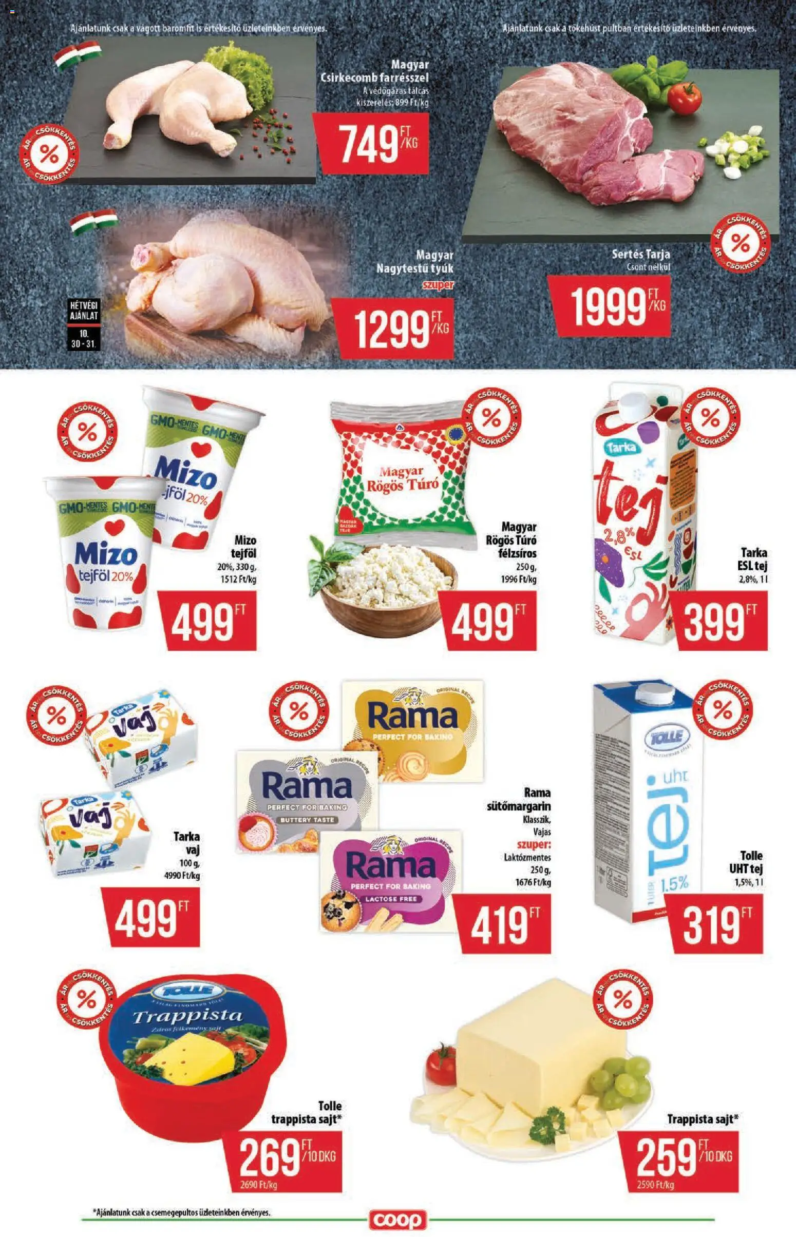 COOP akciós ujság - amely érvényes a következő dátumtól: 30.10.2025 | Oldal: 7 | Termékek: Tarja, Rama, Rögös túró, Tej