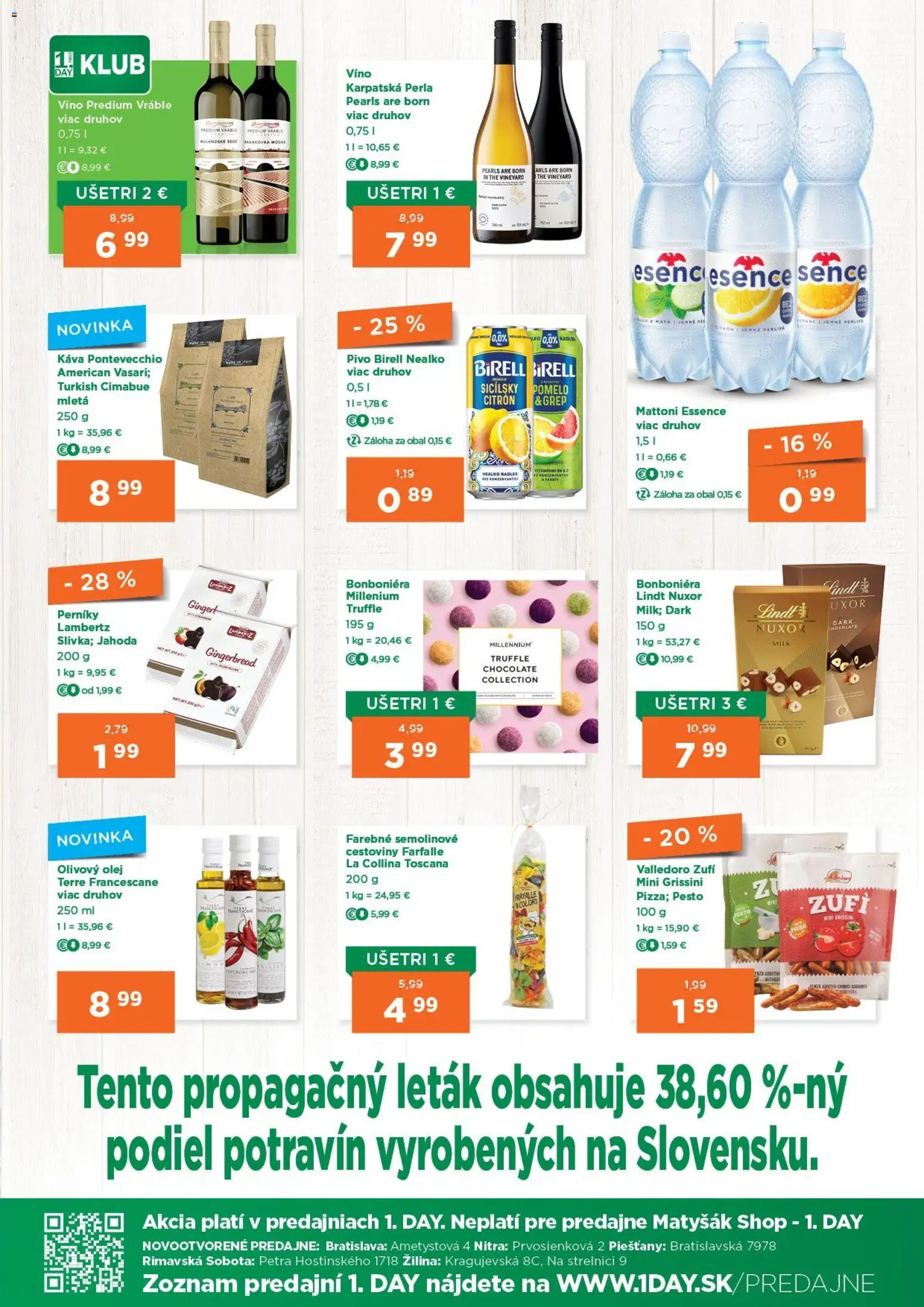 Nové 1day akcie – leták je platný od 23.04.2026 | Strana: 3 | Produkty: Olej, Káva, Cestoviny, Pomelo