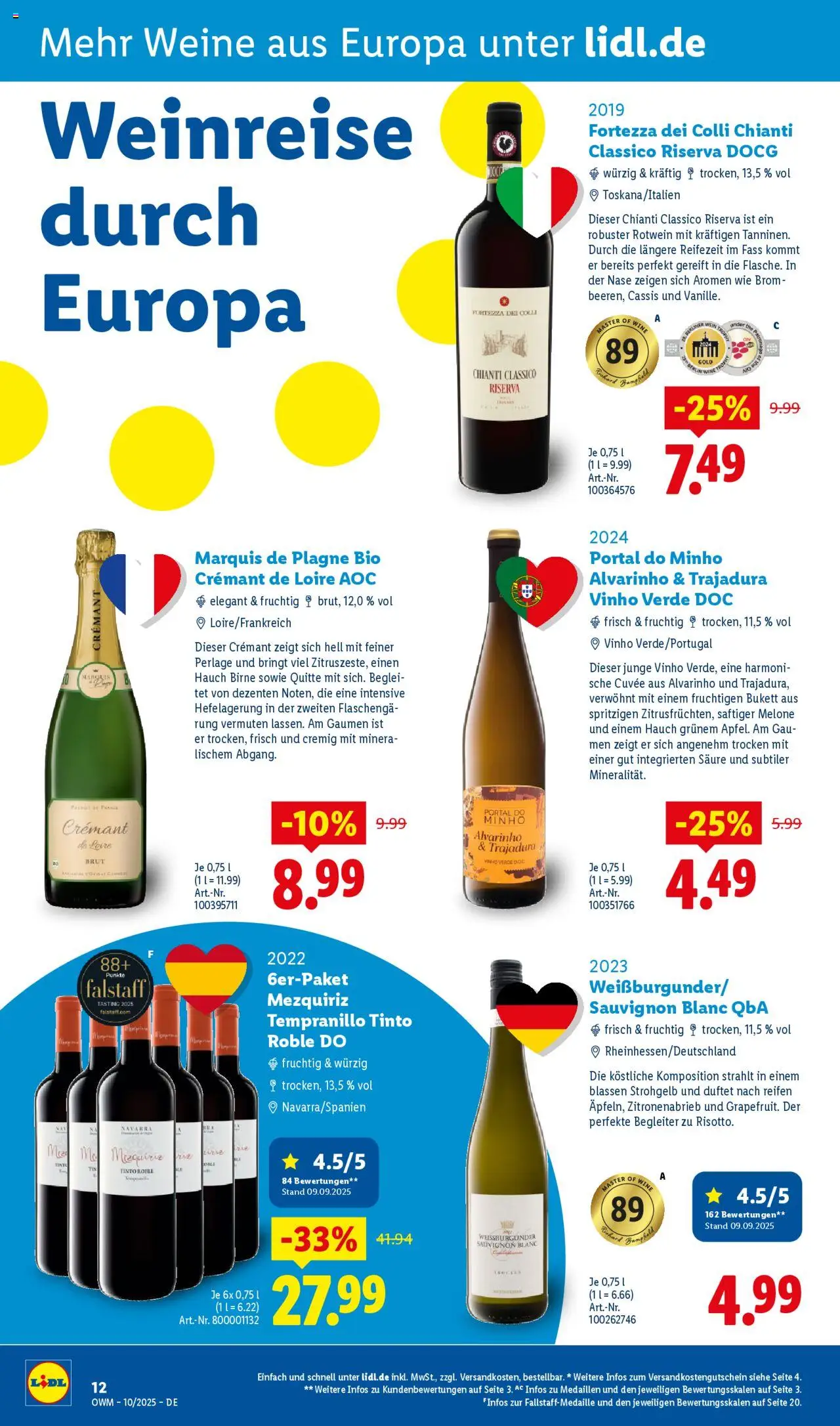 Lidl Wein & Spirituosen im Onlineshop – gültig ab 01.10.2025 | Seite: 12 | Produkte: Rotwein, Birne, Melone
