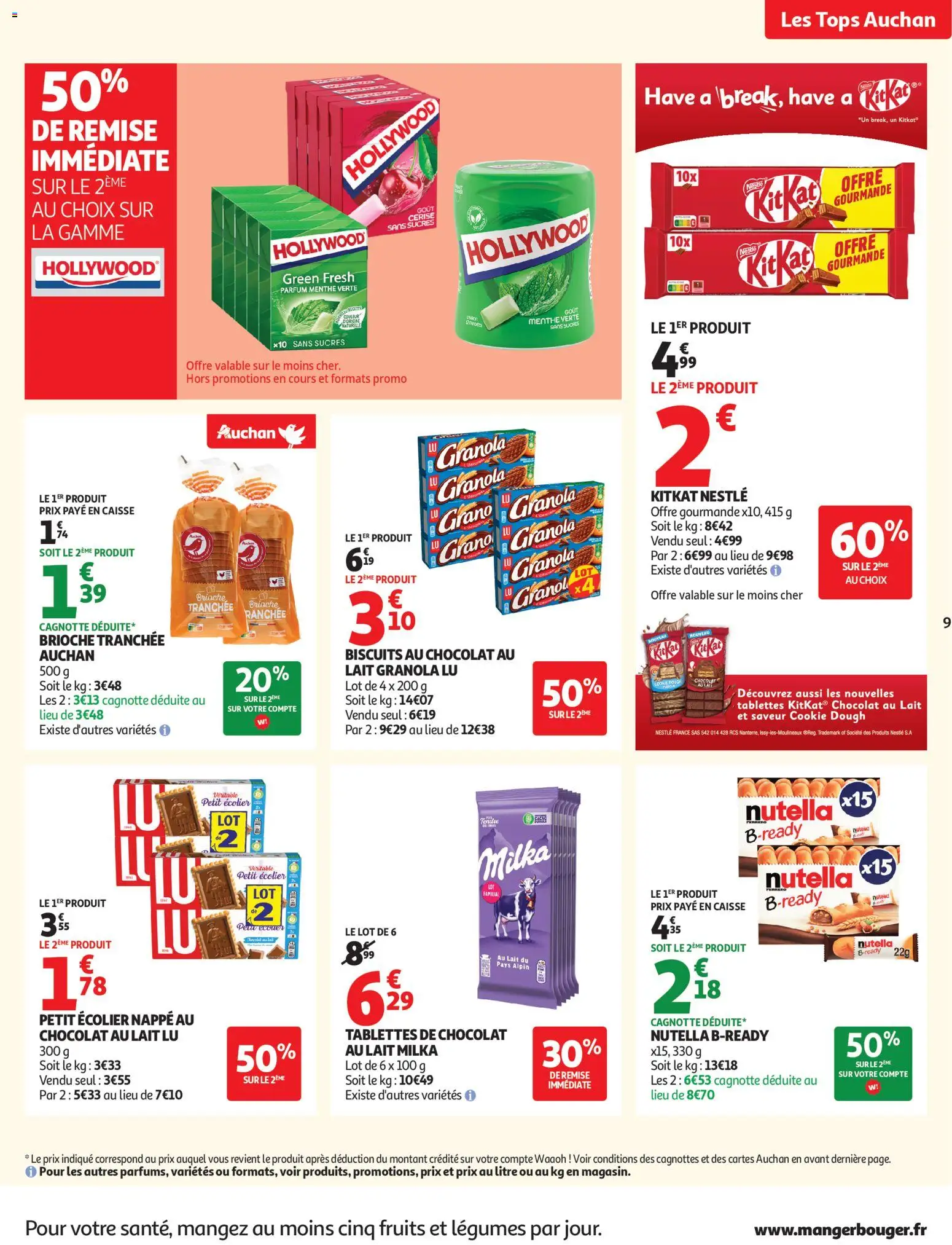 {H1} | Page: 9 | Produits: Nappe, Chocolat, Biscuits, Granola