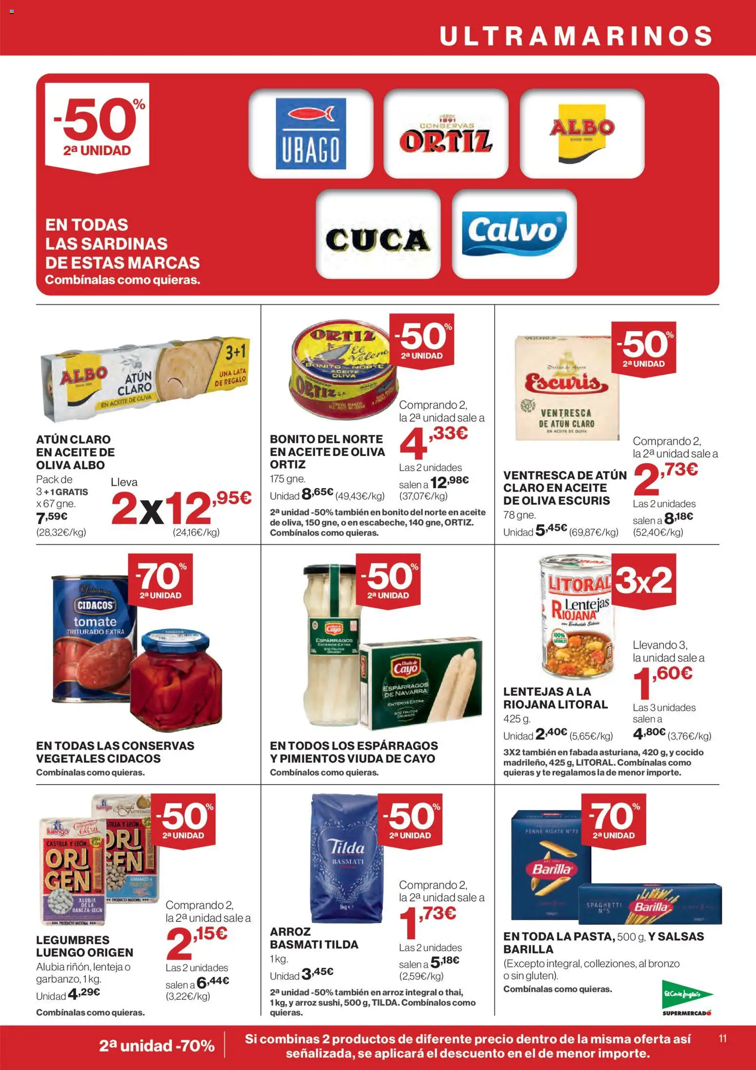 El Corte Inglés ofertas │ válido desde el 12.03.2026 | Página: 11 | Productos: Aceite, Νερό καρύδας, Té, Aceite de oliva