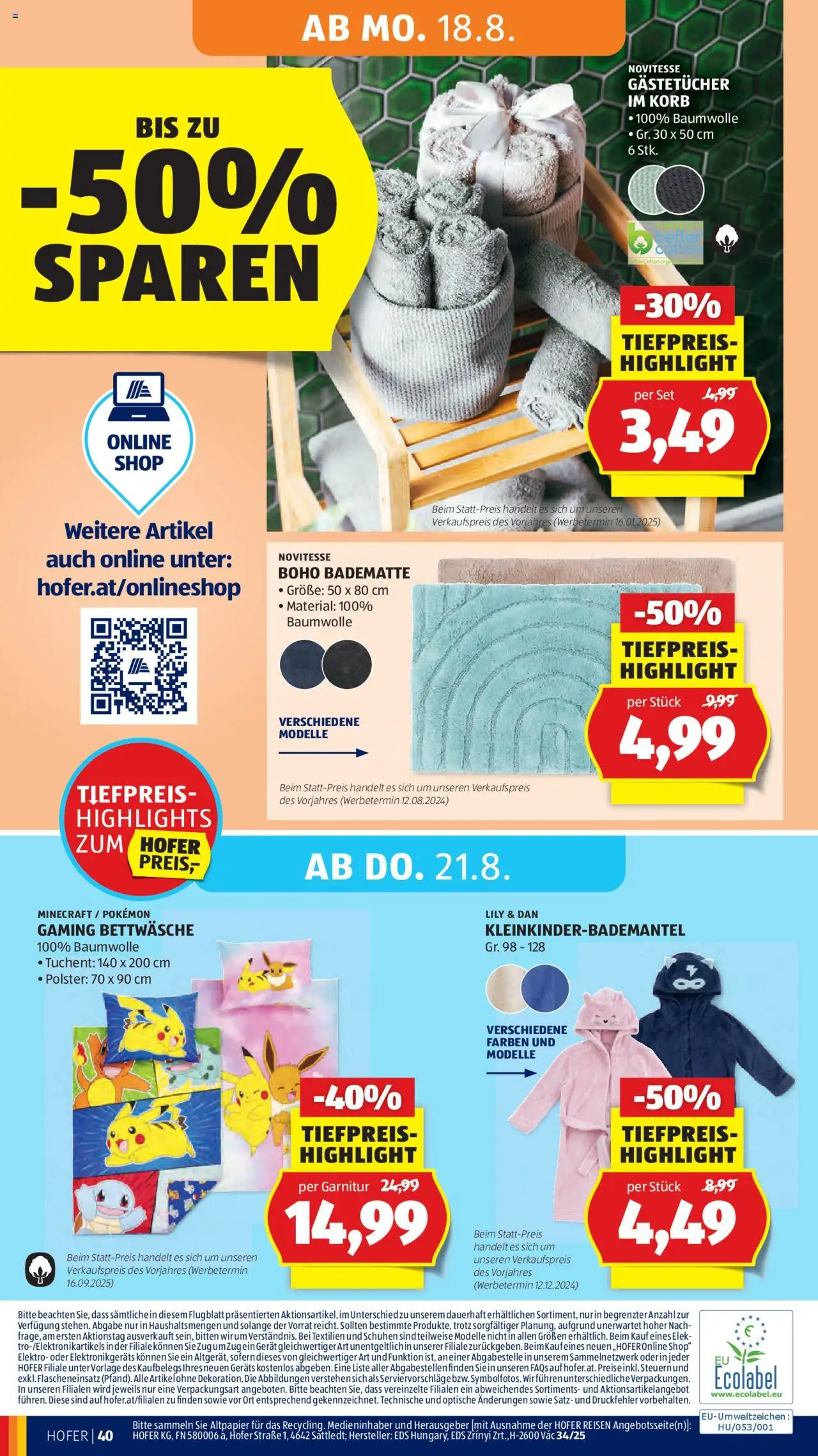 Hofer AT akciós ujság - amely érvényes a következő dátumtól: 14.08.2025 | Oldal: 44