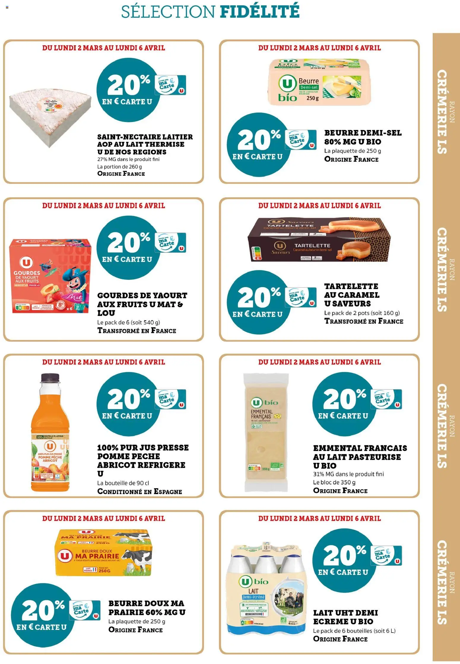 {H1} | Page: 5 | Produits: Pêche, Emmental, Lait, Beurre