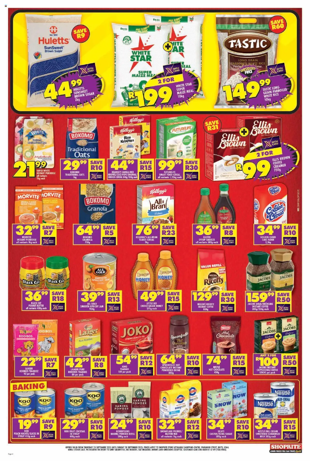 New Shoprite catalogue – valid from 25.09.2025 | Page: 4 | Products: Cake, Hot chocolate, Coffee, Fruit
