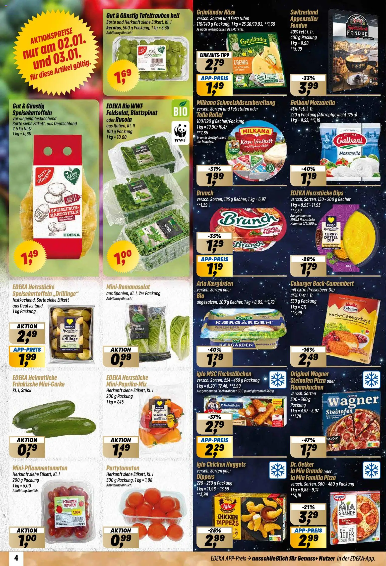 Simmel Prospekt 	 – gültig ab 29.12.2025 | Seite: 4 | Produkte: Pflaumen, Rucola, Fischstabchen, Fondue