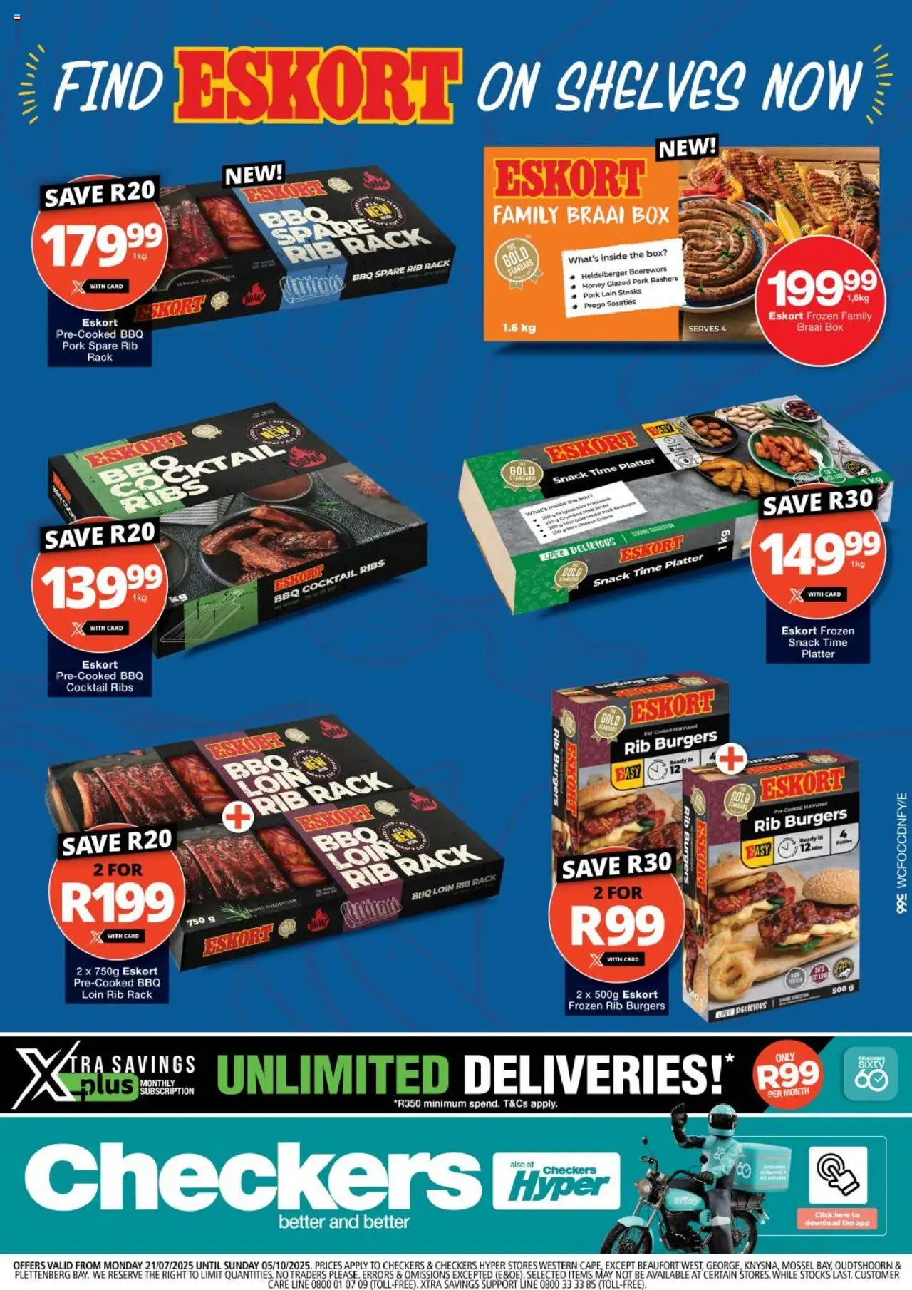 Checkers Western Cape - Eskort Promotion │ valid from 21.07.2025 | Page: 1 | Products: Platter, Box, Cheese, Pork