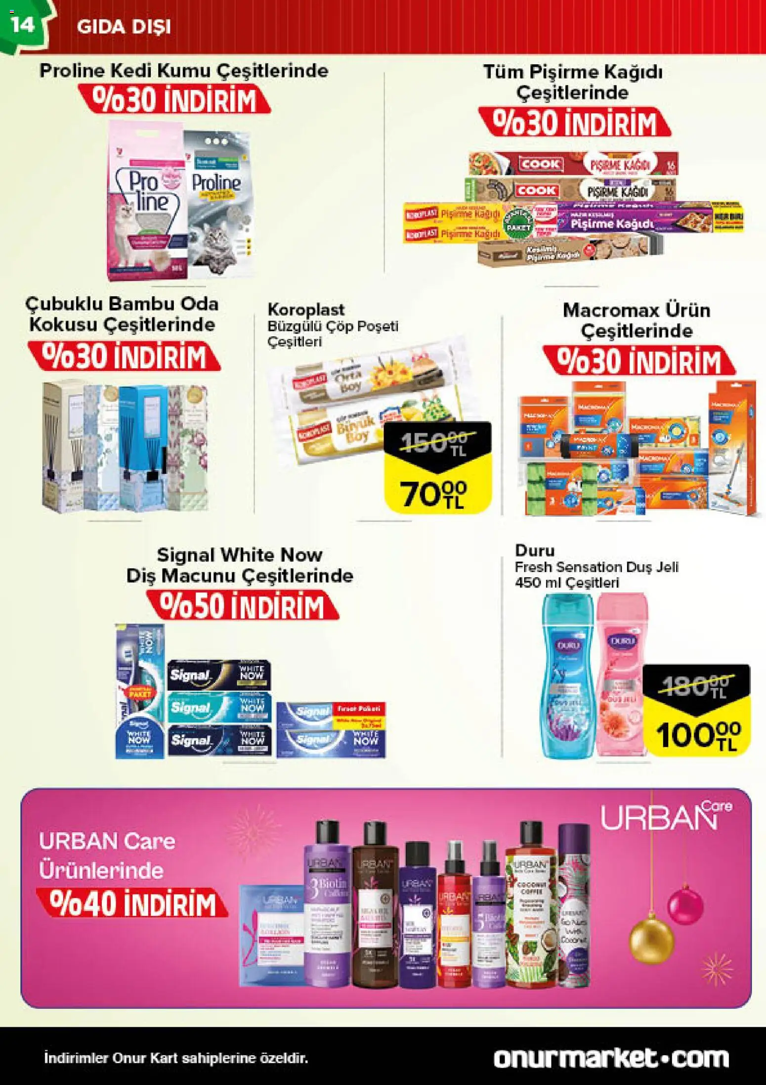 Onur Market Katalog - 16.12.2025 tarihinden itibaren geçerlidir | Sayfa: 14 | Ürünler: Oda kokusu, Duş, Duş jeli, Diş macunu