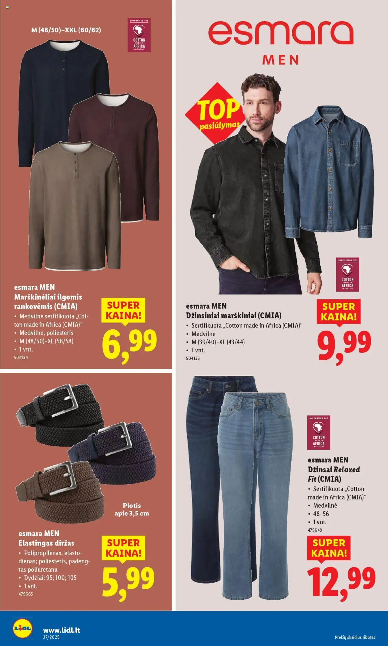LIDL akcijos nuo 08.09.2025 | Puslapis: 6 | Prekių: Džinsai, Marškiniai, Marškinėliai, Diržas