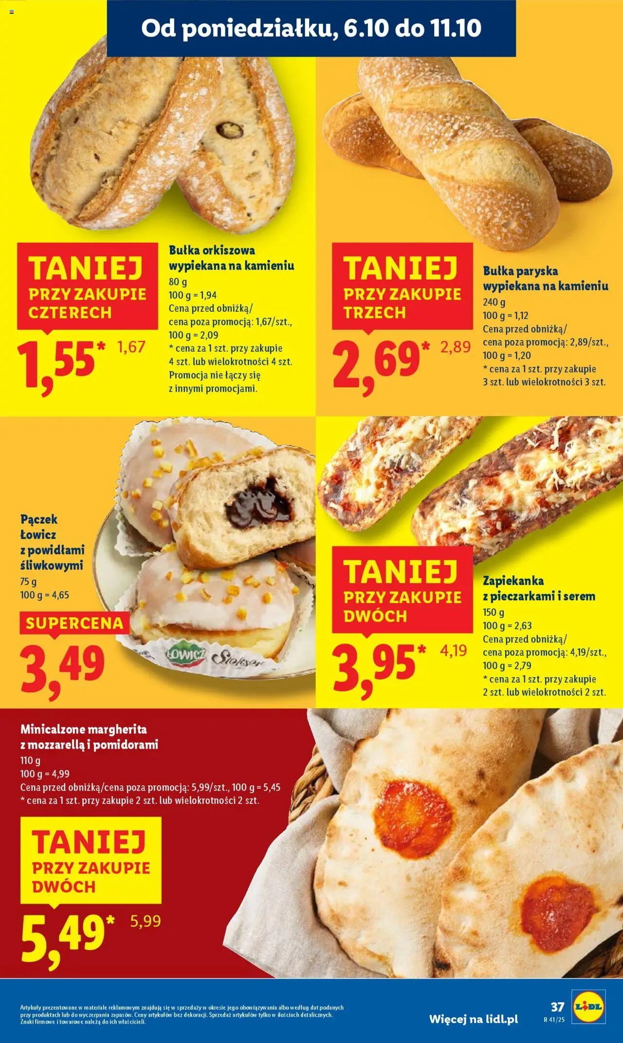 Lidl Gazetka od 06.10.2025 | Strona: 37 | Produkty: Zapiekanka, Bułka, Donut, Mozzarella
