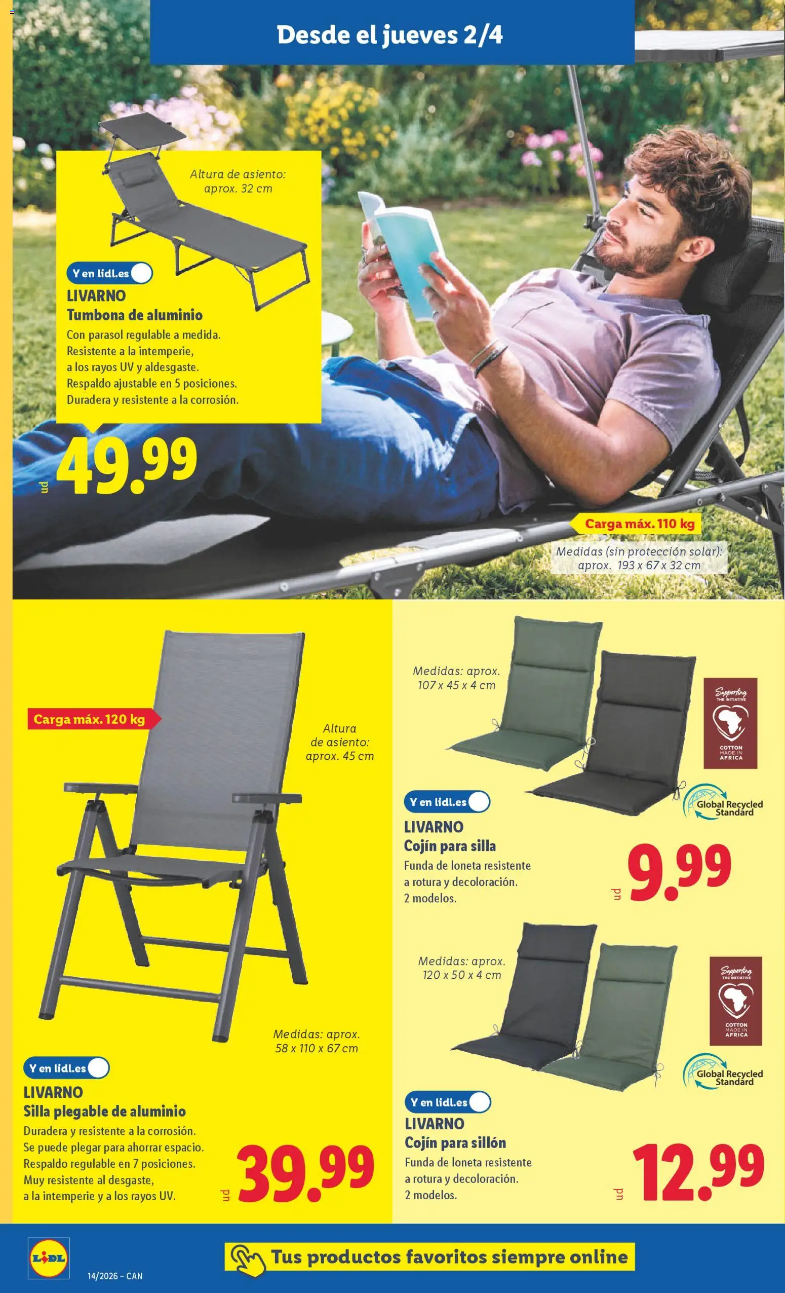 Lidl folleto de bazar │ válido desde el 30.03.2026 | Página: 16 | Productos: Funda, Tumbona, Cojín, Silla