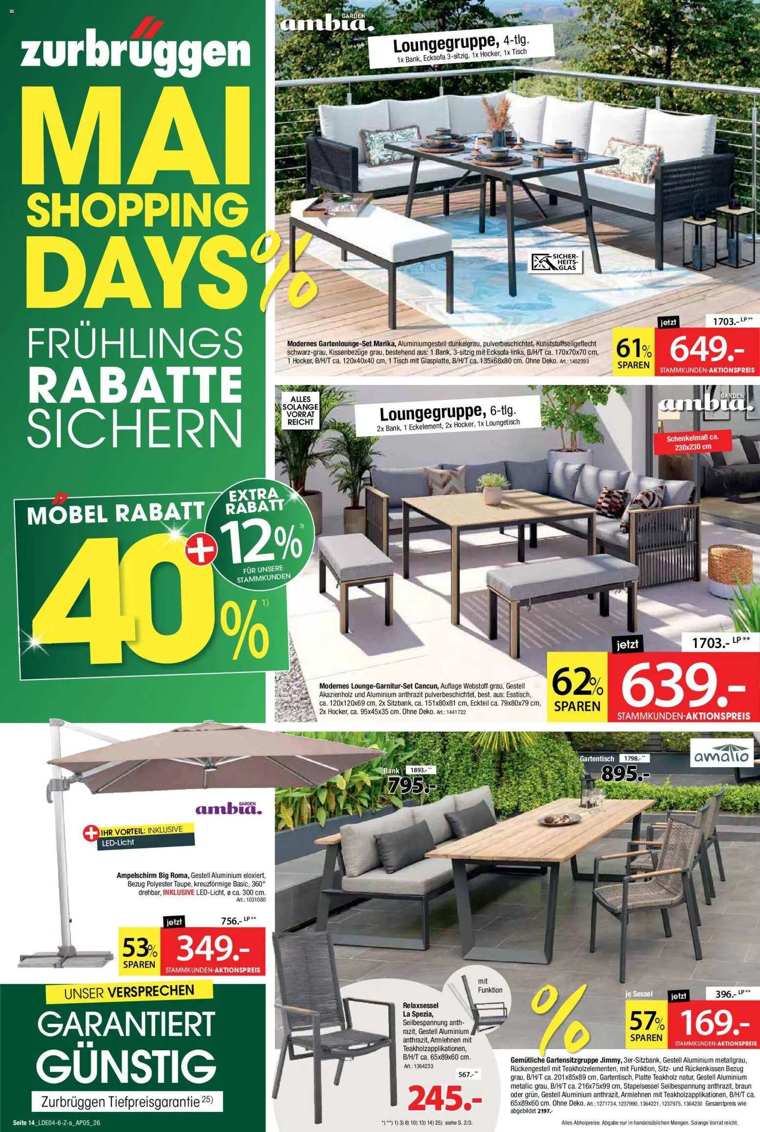 Zurbrüggen Prospekt 	 – gültig ab 25.04.2026 | Seite: 14 | Produkte: Ecksofa, Relaxsessel, Sessel, Tisch