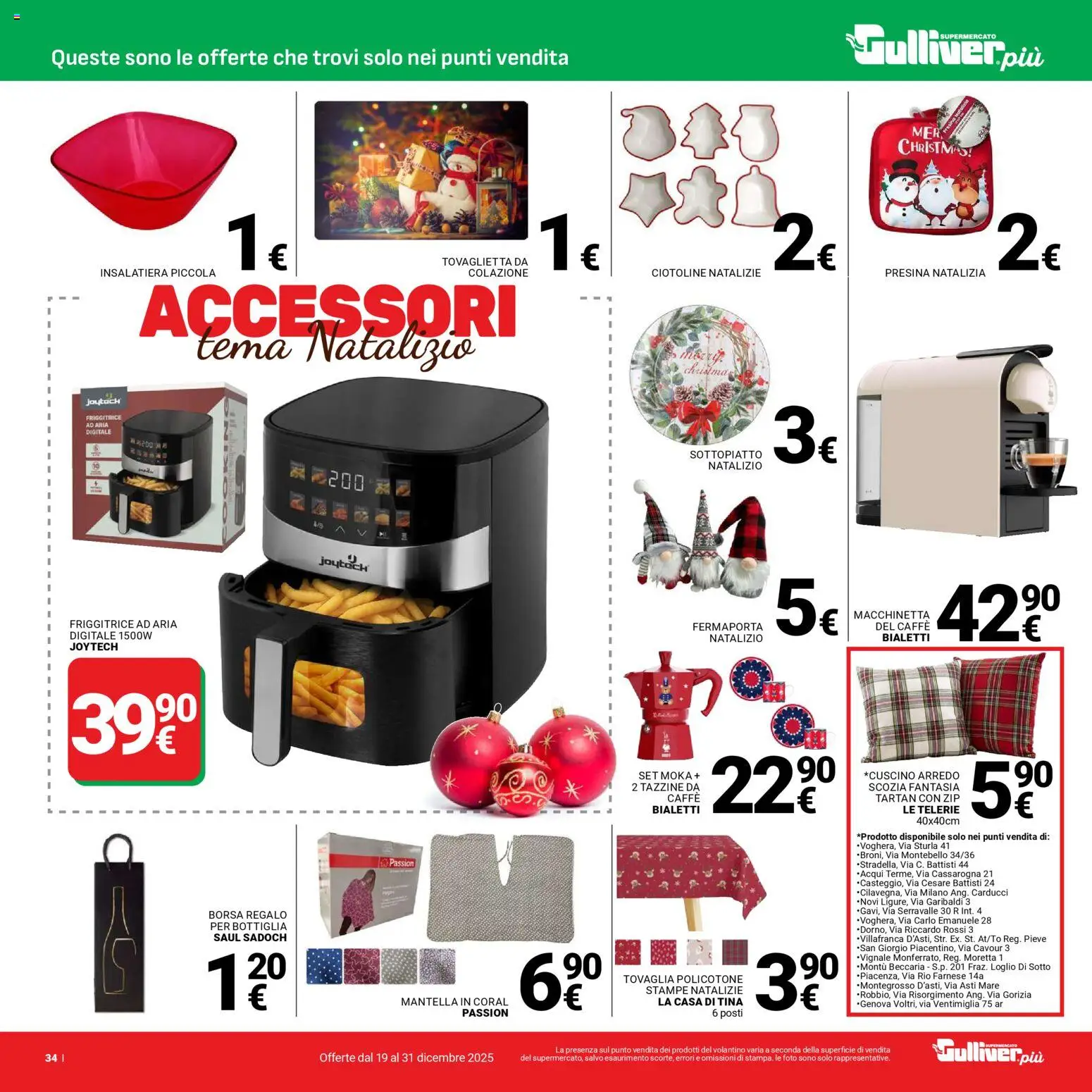 Volantino Gulliver del 19.12.2025 | Pagina: 34 | Prodotti: Friggitrice ad aria, Fermaporta, Borsa, Bottiglia