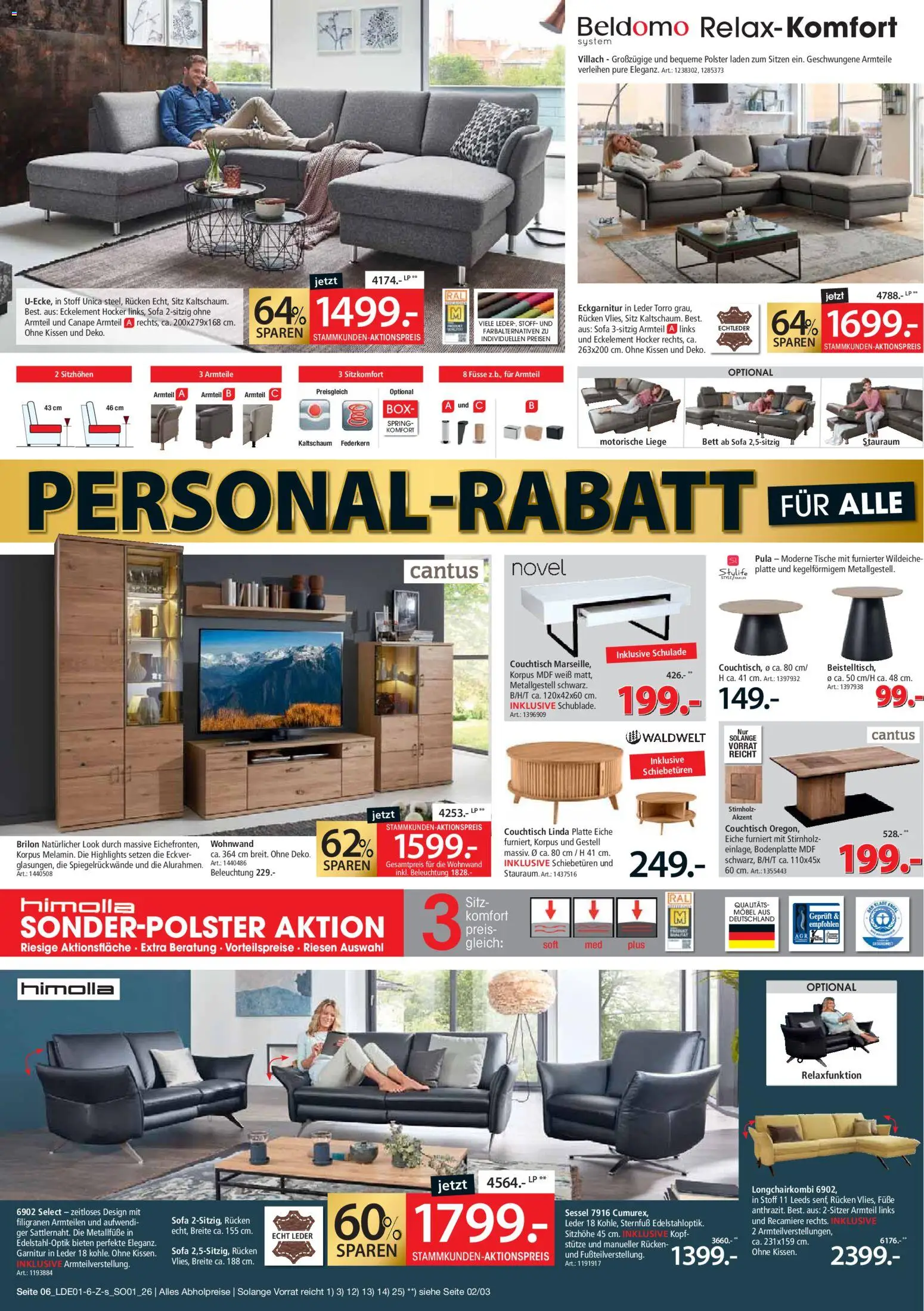 Zurbrüggen Personal-Rabatt für Alle – gültig ab 12.01.2026 | Seite: 6 | Produkte: Wohnwand, Bett, Kissen, Sessel