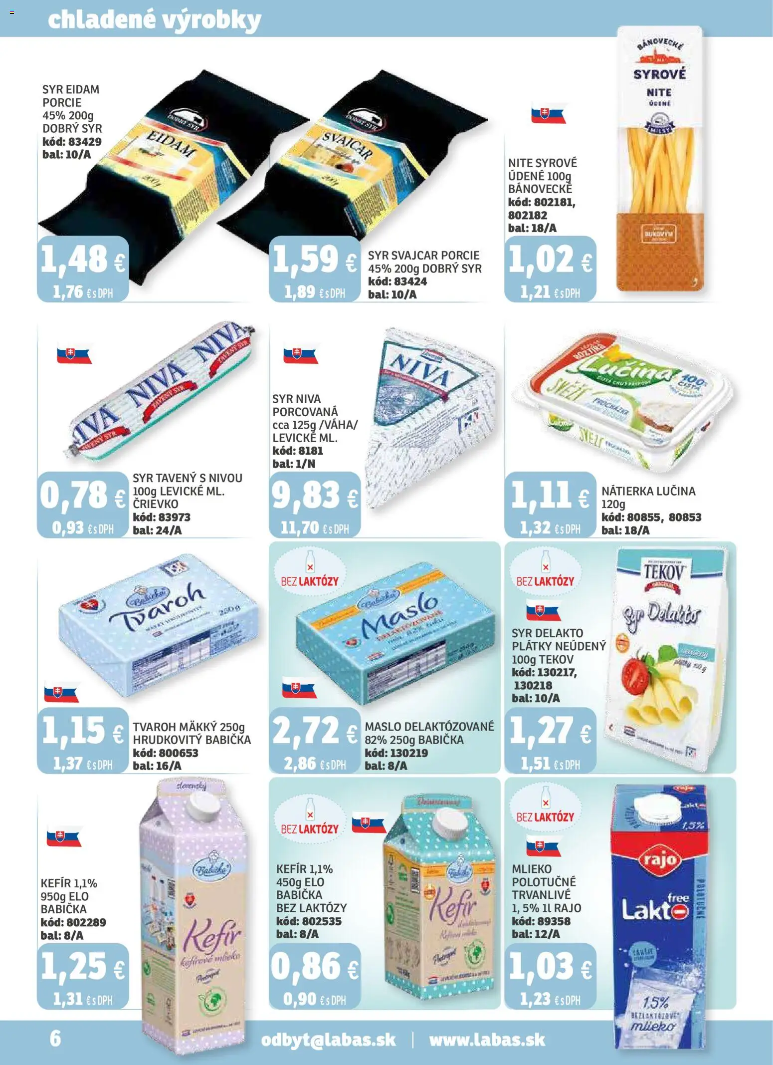 Nové Labaš akcie – leták je platný od 14.11.2025 | Strana: 6 | Produkty: Maslo, Mlieko, Syr, Tvaroh