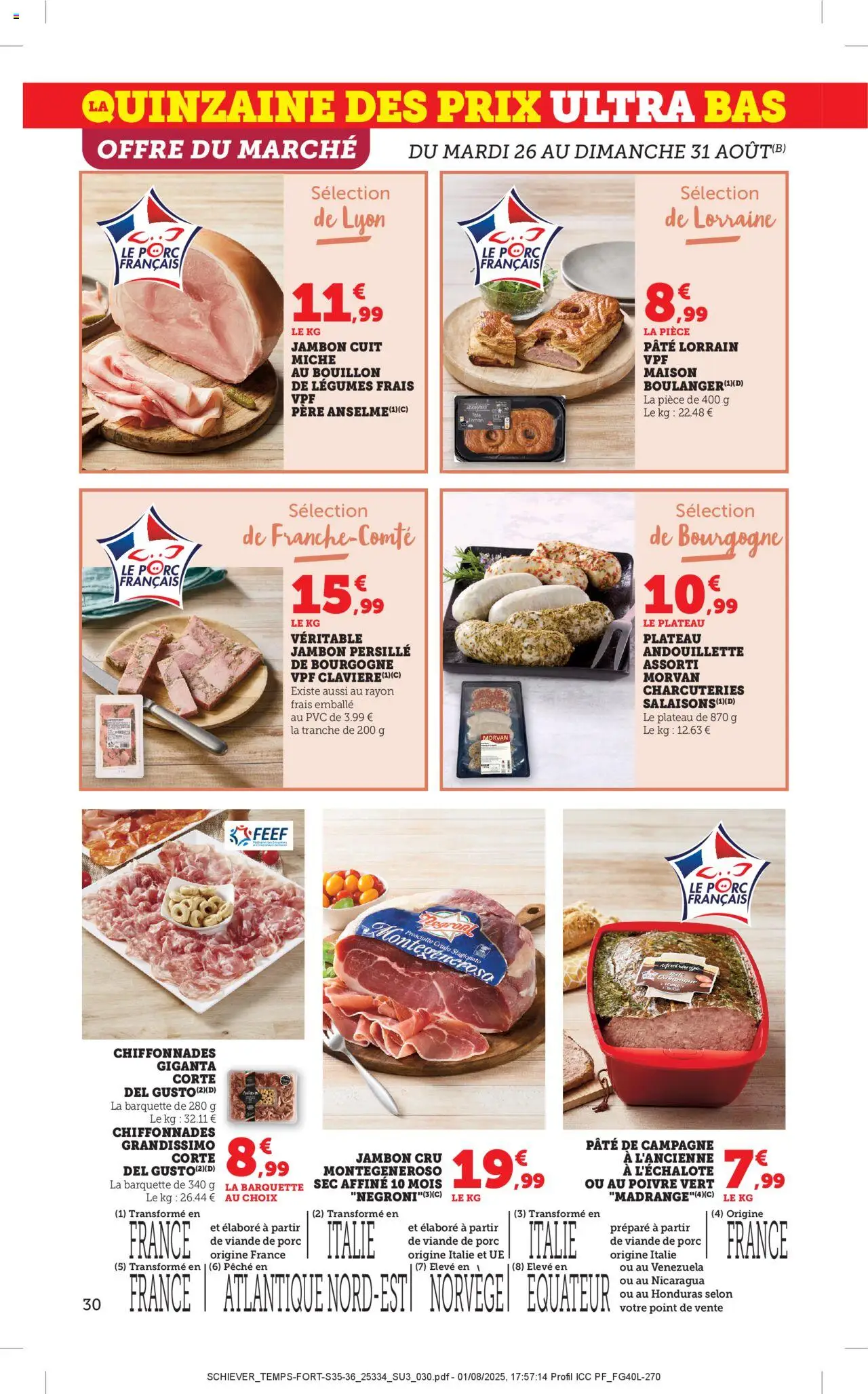  | Page: 30 | Produits: Viande de porc, Plateau, Jambon, Viande