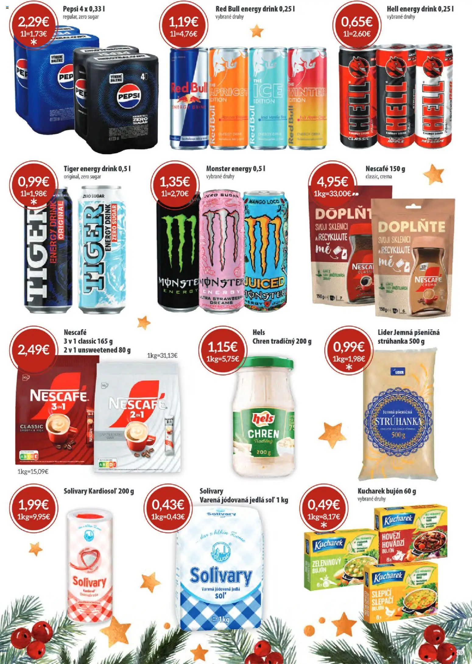 Nové Sintra akcie – leták je platný od 15.12.2025 | Strana: 20 | Produkty: Bujón, Apple, Red Bull, Nescafé Crema