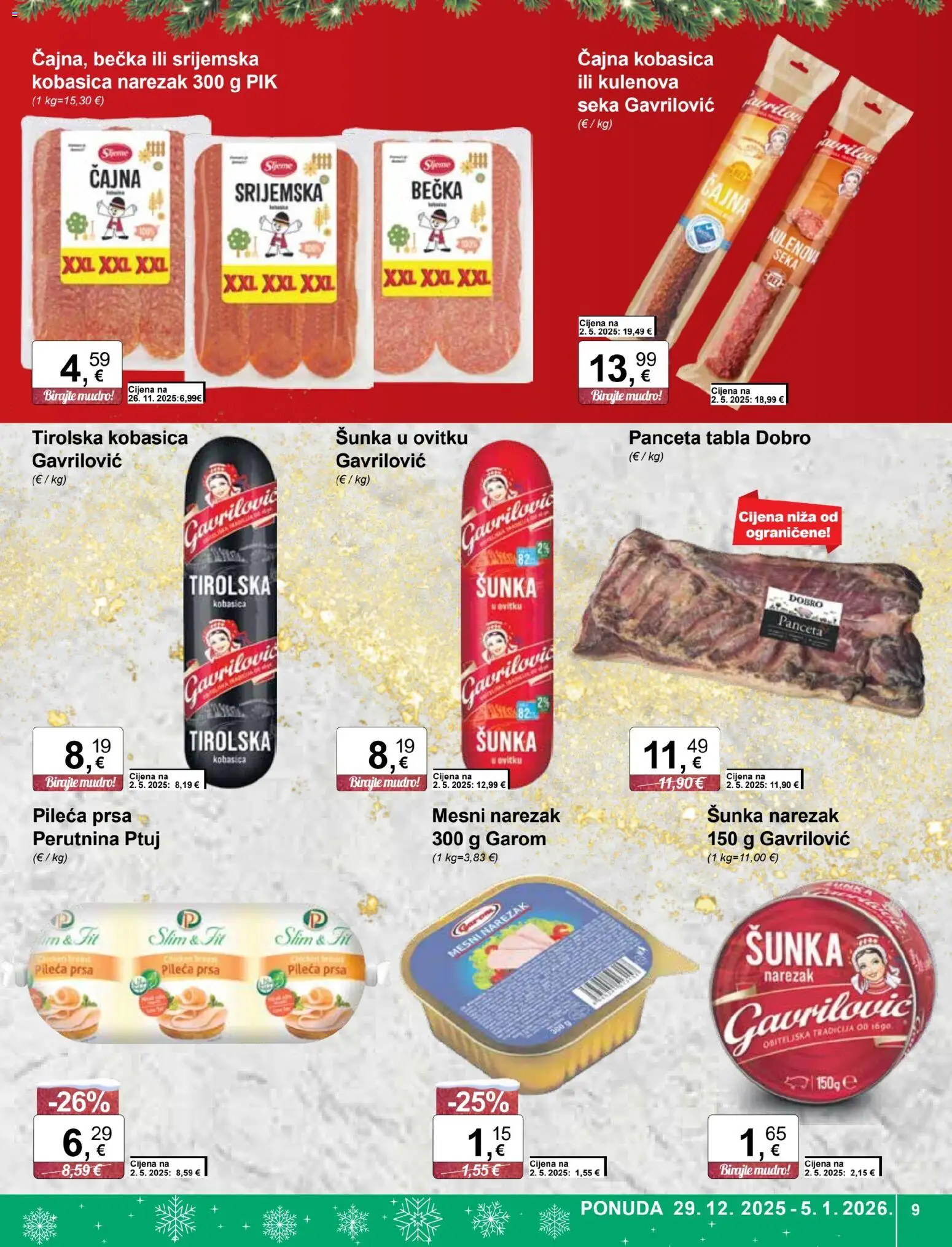 KTC katalog | vrijedi od 29.12.2025 | Stranica: 9 | Proizvodi: Narezak, Perutnina Ptuj, Panceta, Pileća prsa