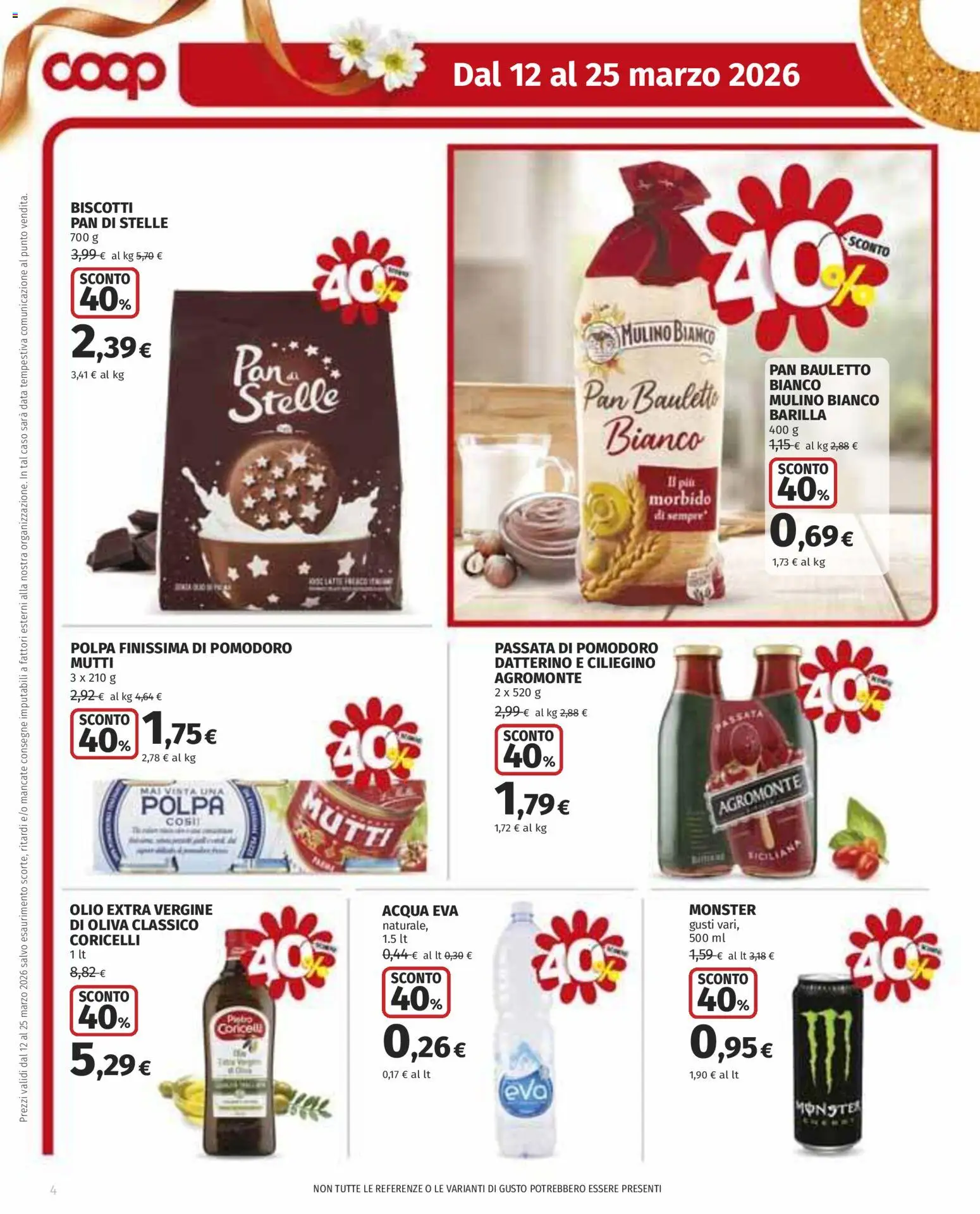 Volantino COOP del 12.03.2026 | Pagina: 4 | Prodotti: Biscotti, Olio, Data, Passata di pomodoro