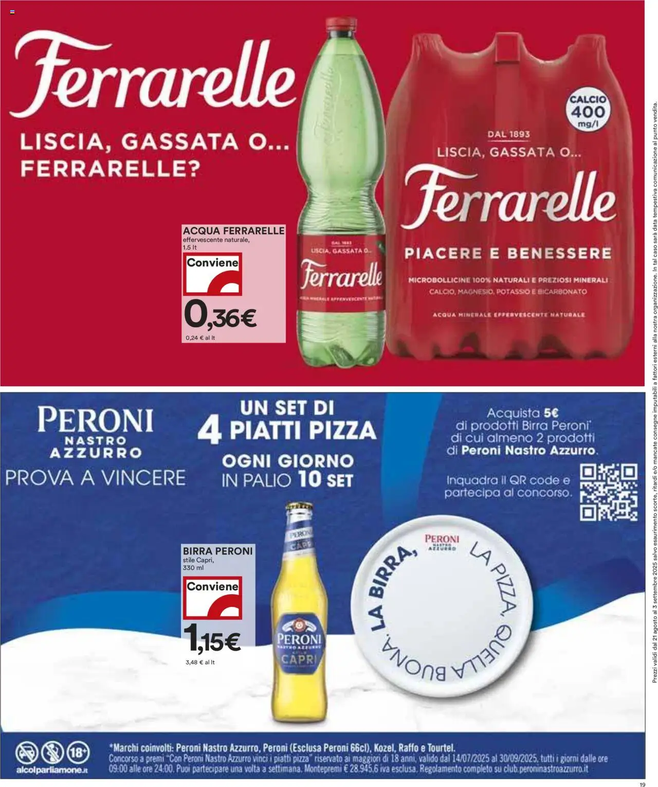 Volantino COOP del 21.08.2025 | Pagina: 19 | Prodotti: Pizza, Birra, Acqua, Ferrarelle